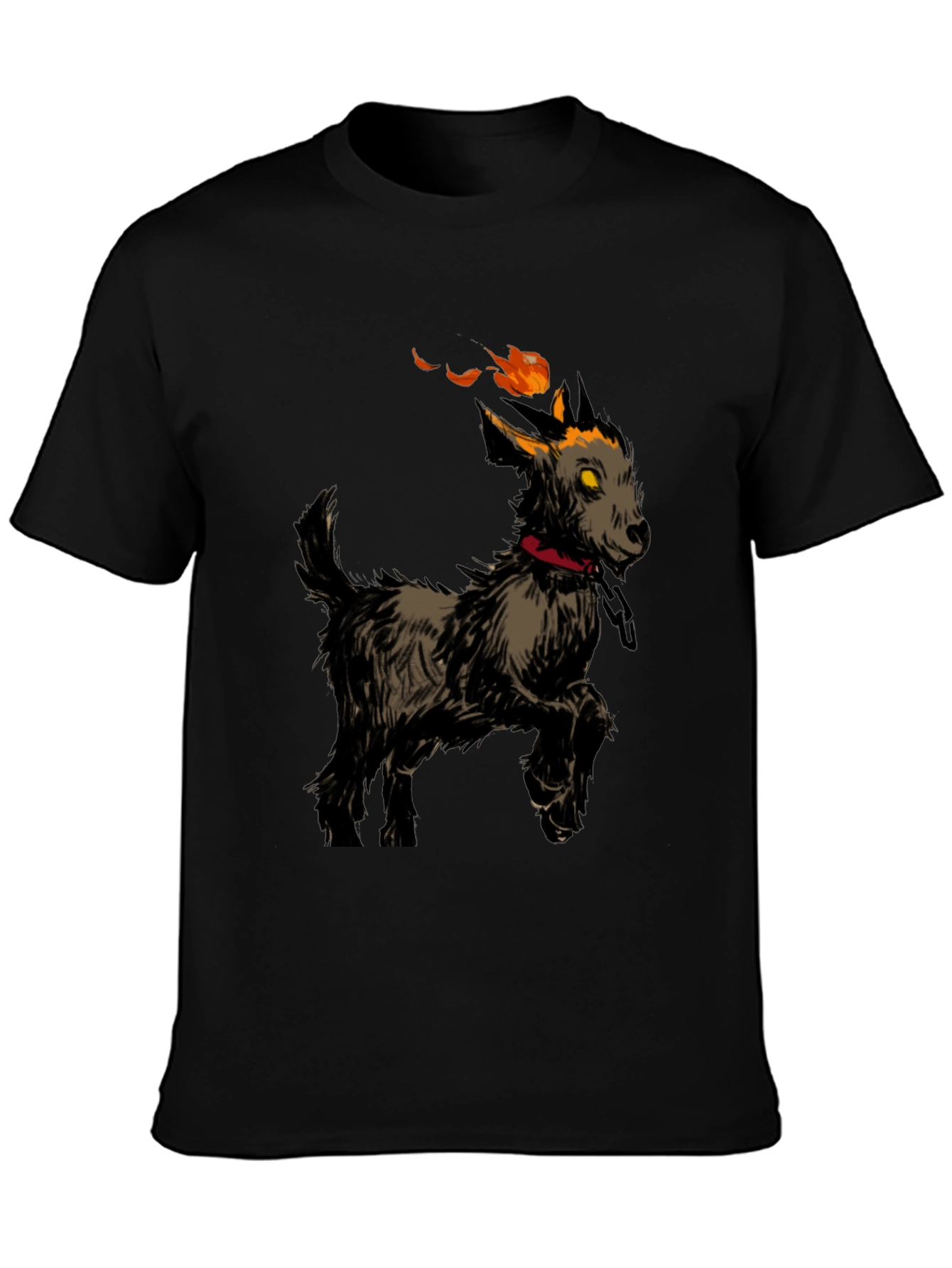 Fiery Goat Graphic Tee - Black Cotton