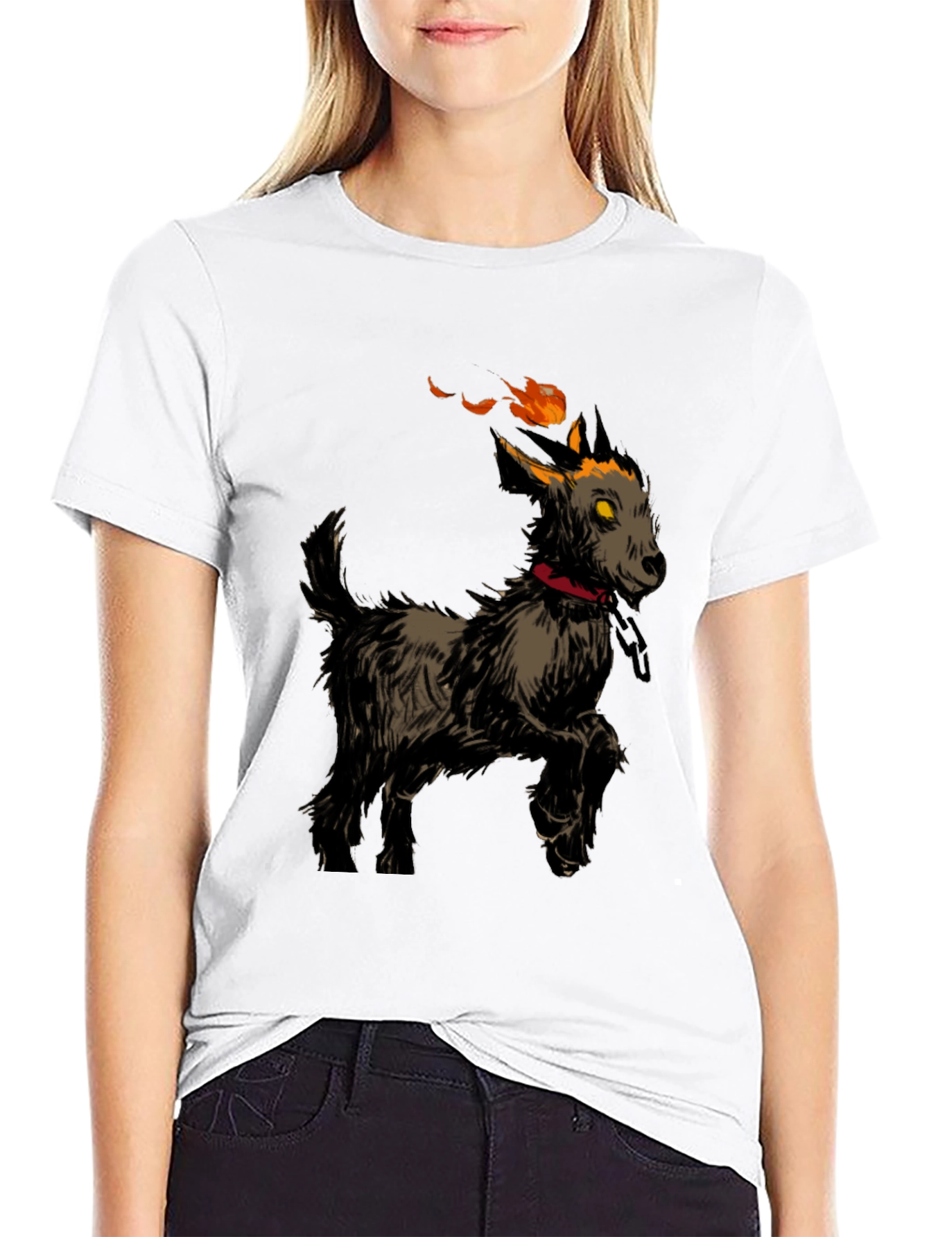 Fiery Goat Graphic Tee - Black Cotton