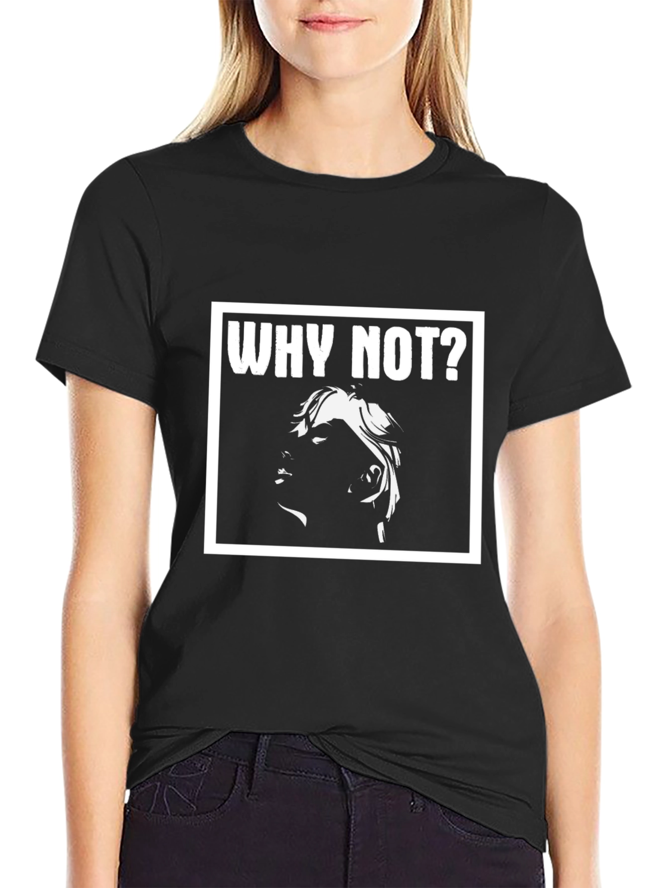 Why Not? Graphic Print Black T-Shirt