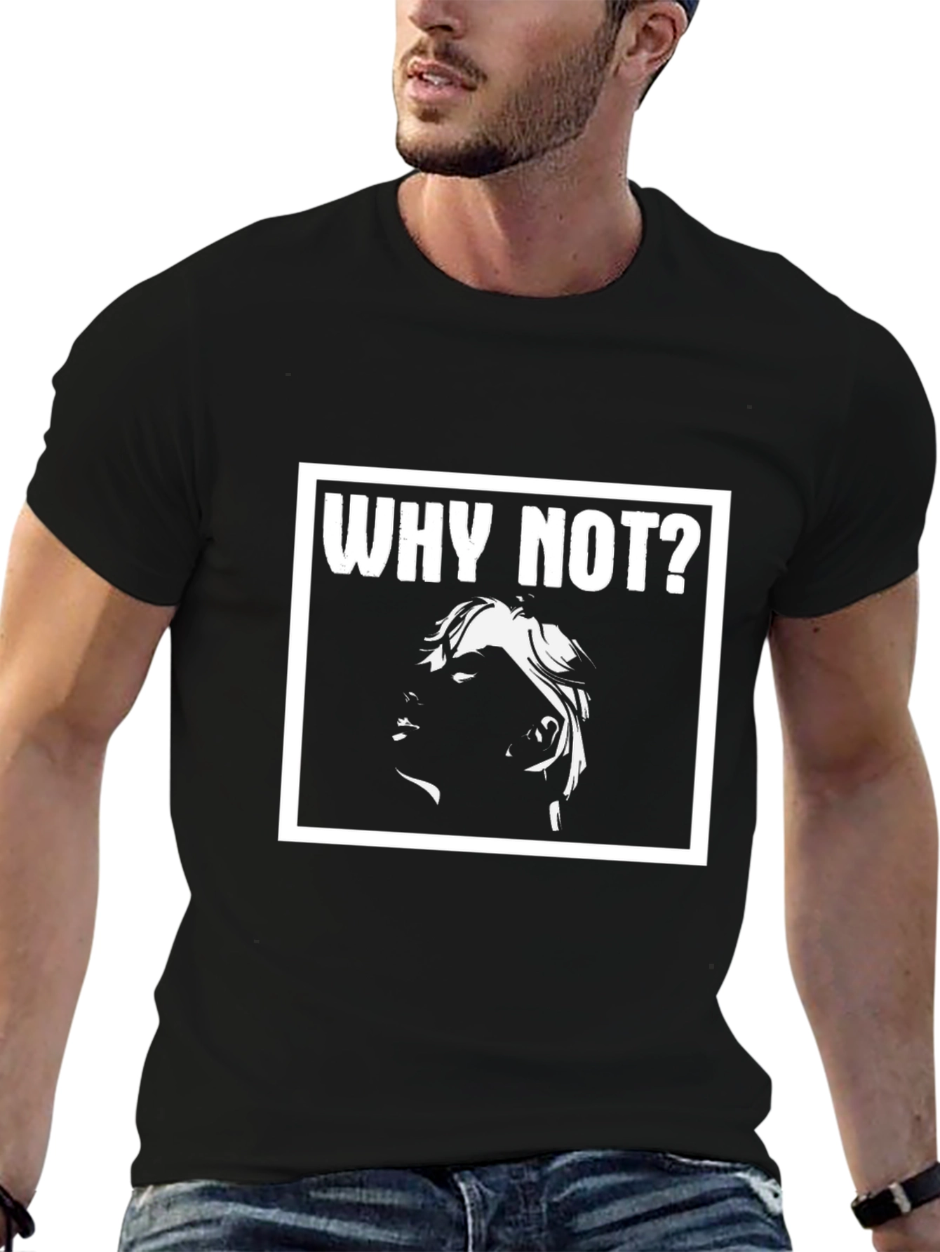 Why Not? Graphic Print Black T-Shirt