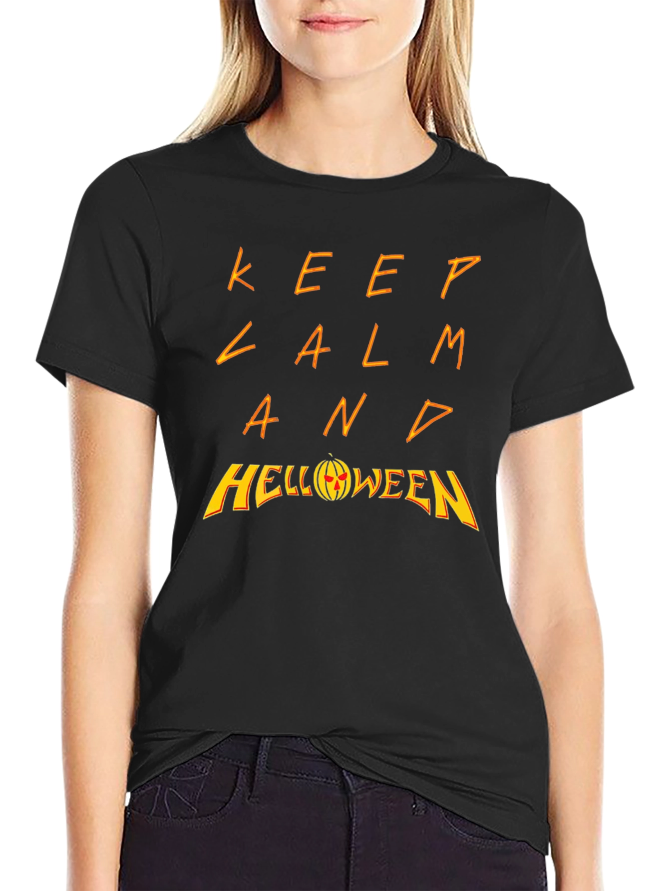 Keep Calm and Helloween Black Graphic Tee