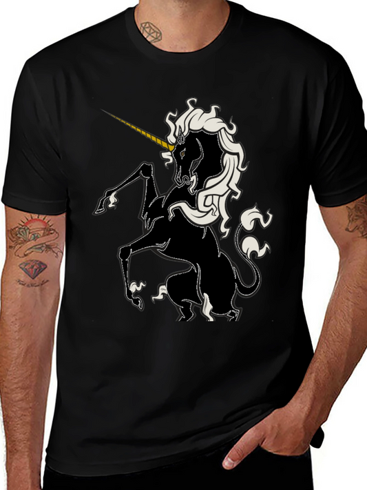 Unicorn Graphic Tee - Black Cotton Shirt