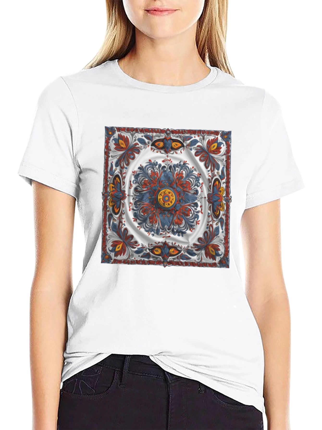 Ornamental Pattern Graphic Tee - Black