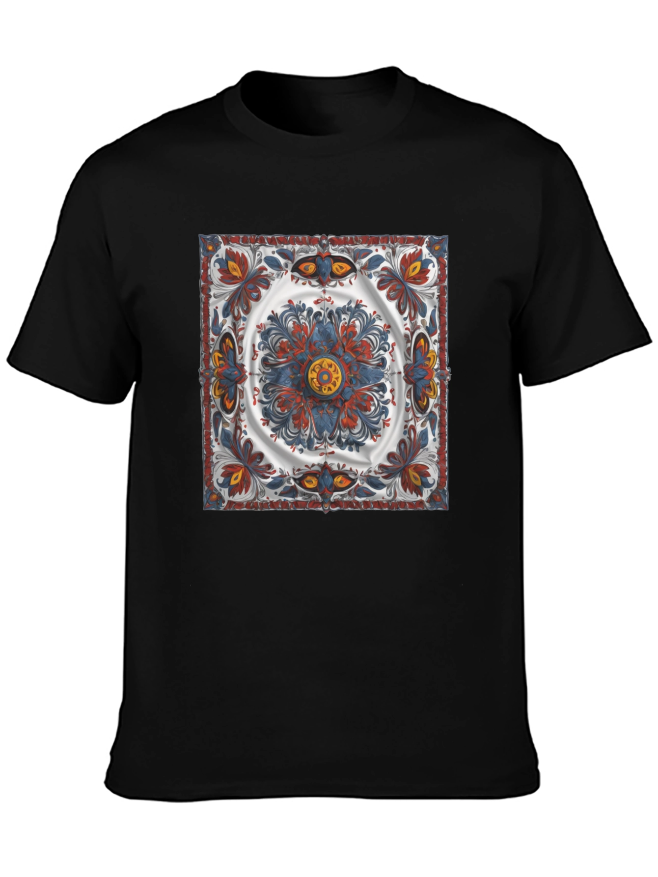 Ornamental Pattern Graphic Tee - Black