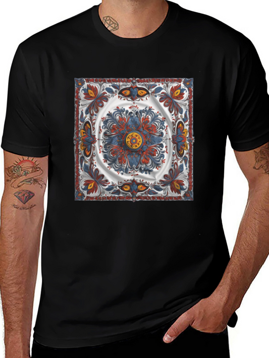 Ornamental Pattern Graphic Tee - Black