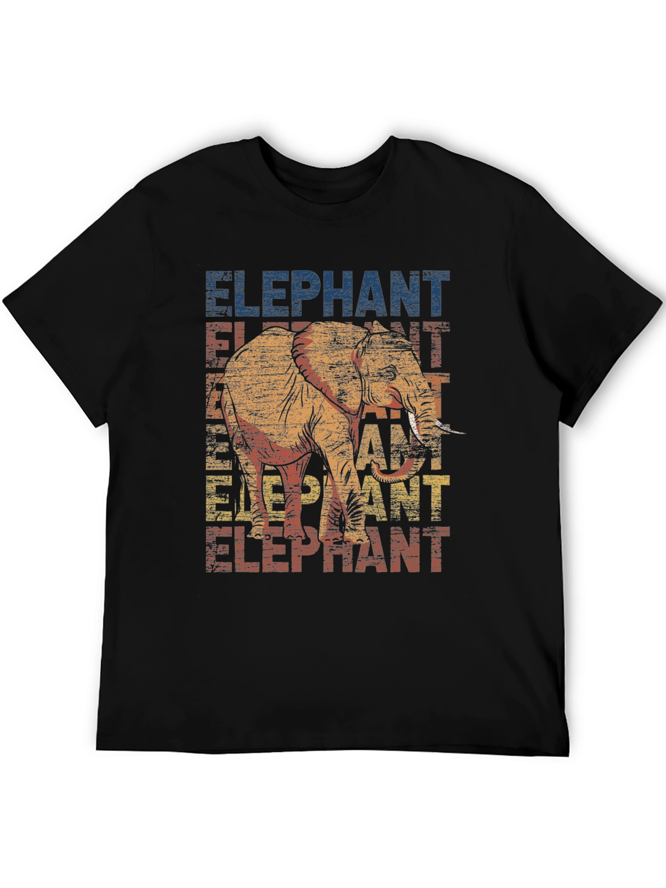 Elephant Graphic Print Black T-Shirt