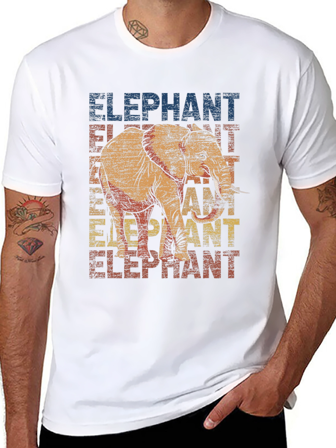Elephant Graphic Print Black T-Shirt
