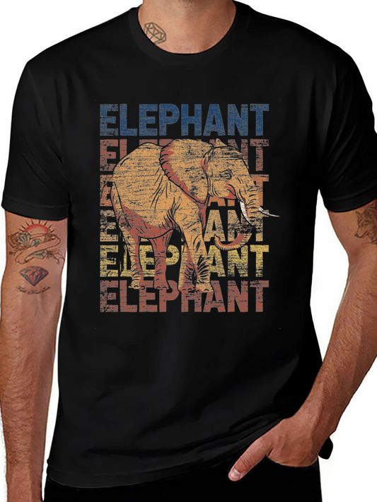 Elephant Graphic Print Black T-Shirt