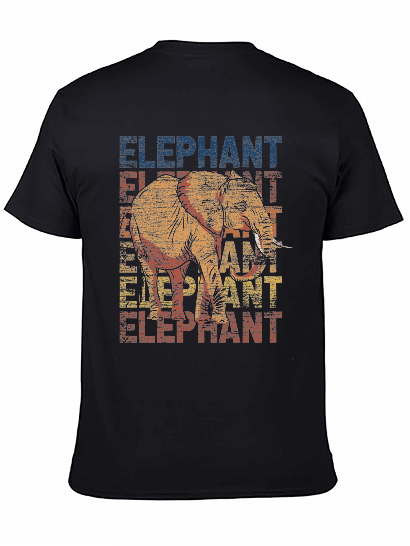 Elephant Graphic Print Black T-Shirt