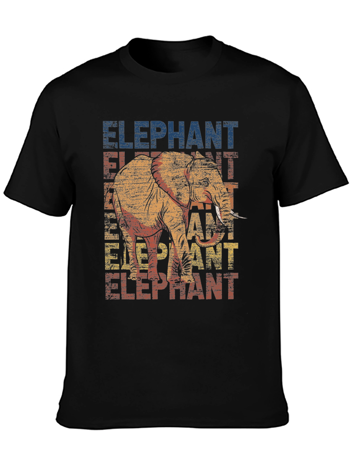 Elephant Graphic Print Black T-Shirt