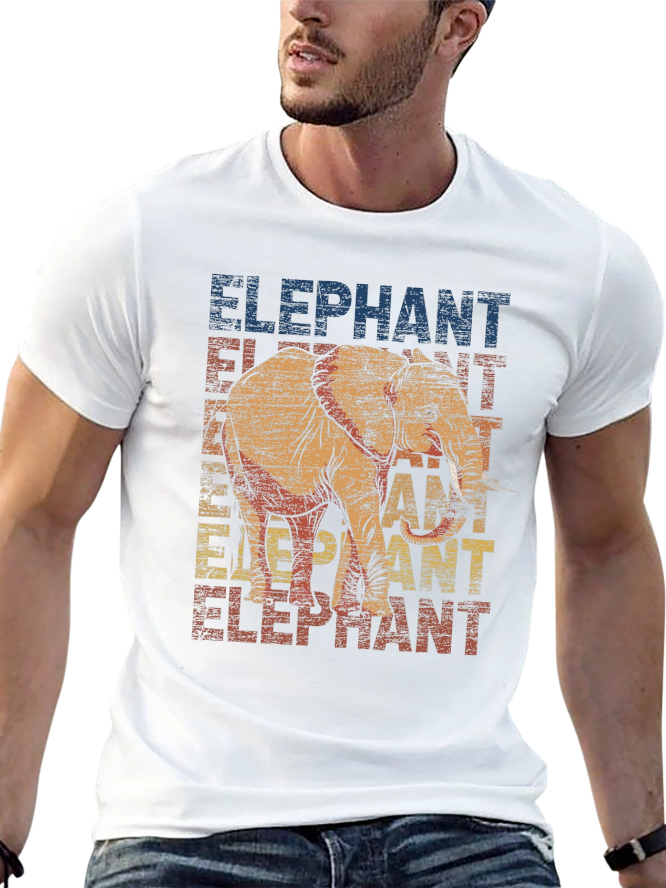 Elephant Graphic Print Black T-Shirt