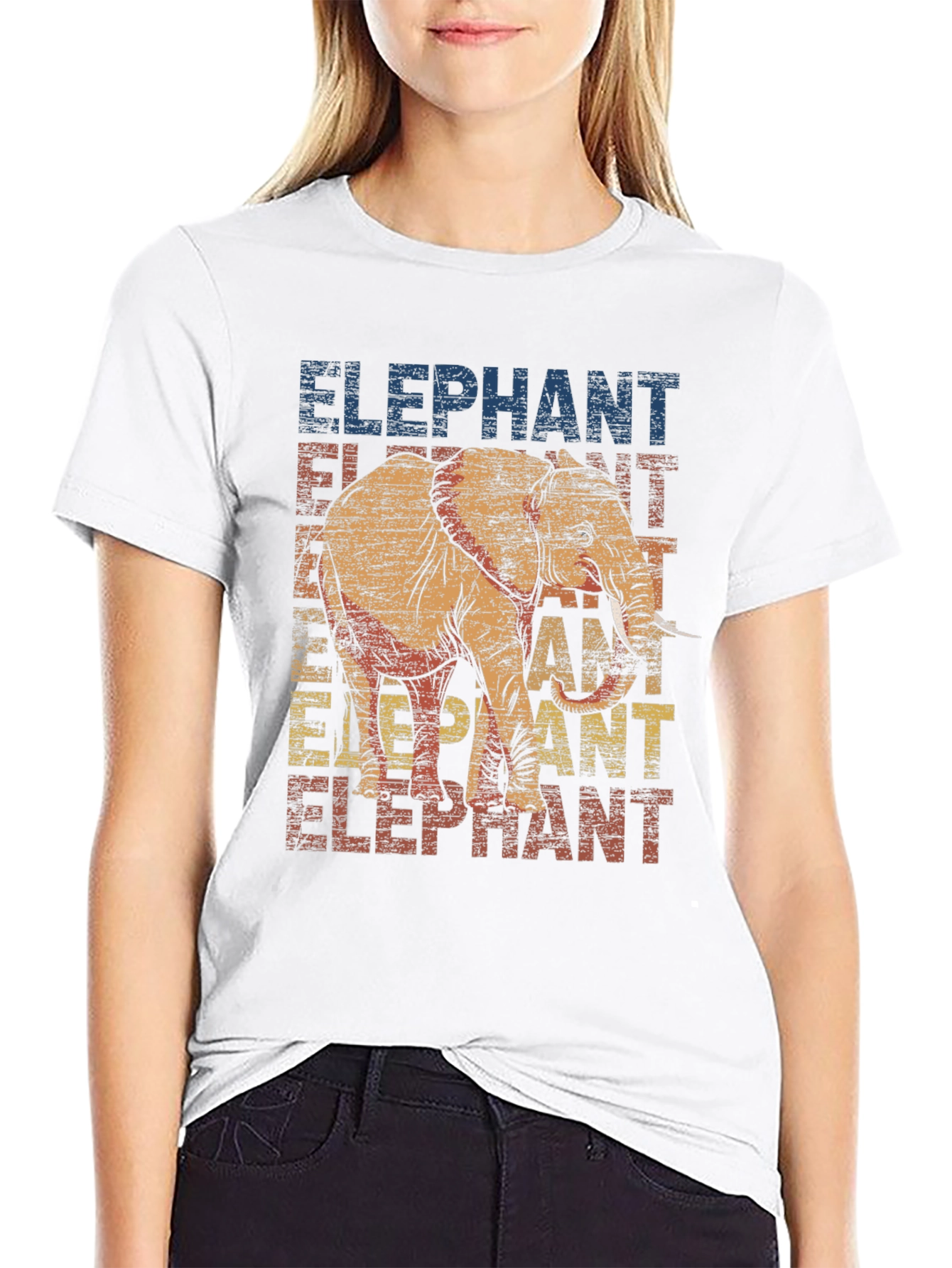 Elephant Graphic Print Black T-Shirt