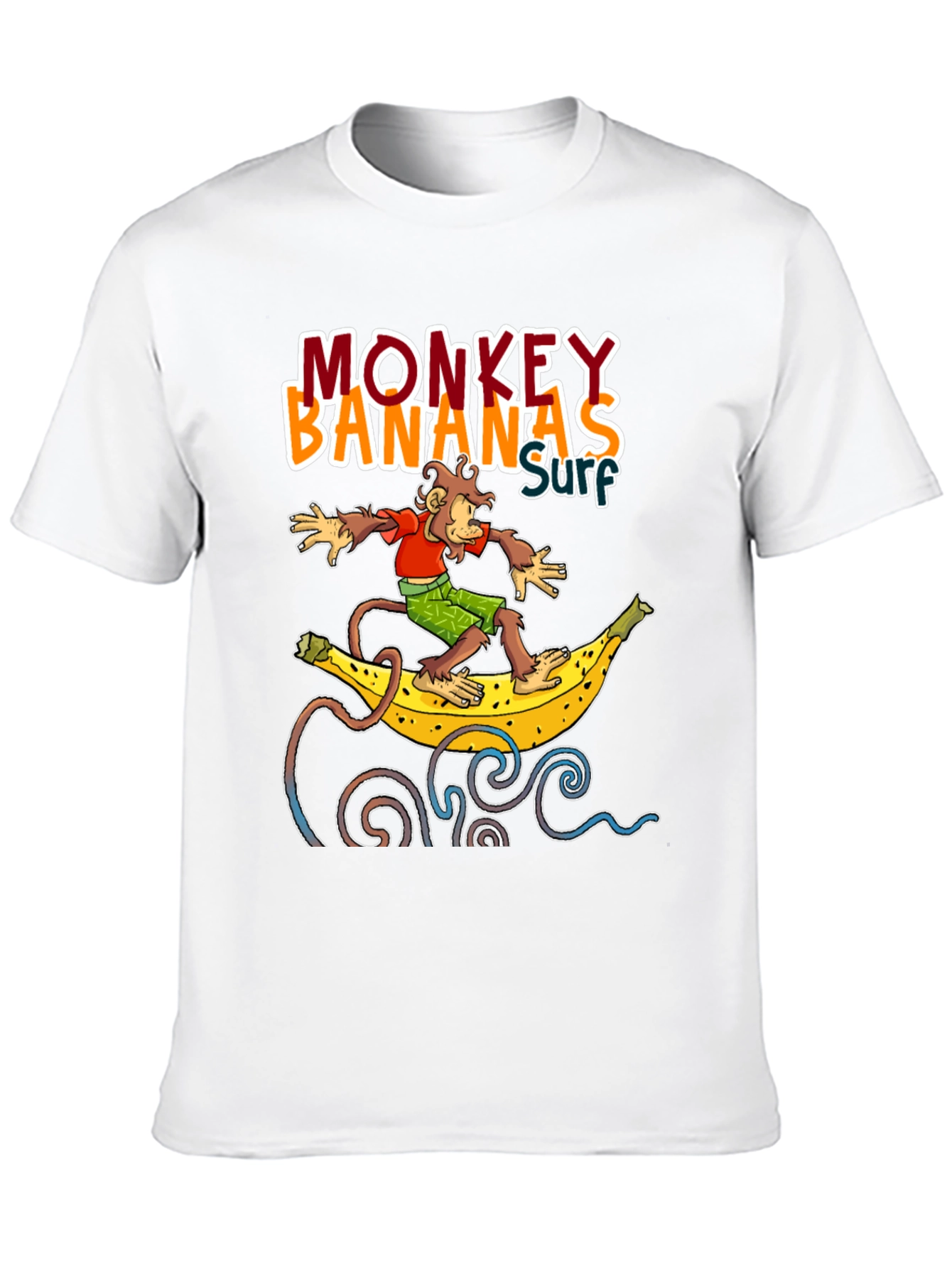 Monkey Banana Surf T-Shirt - Novelty Graphic Tee