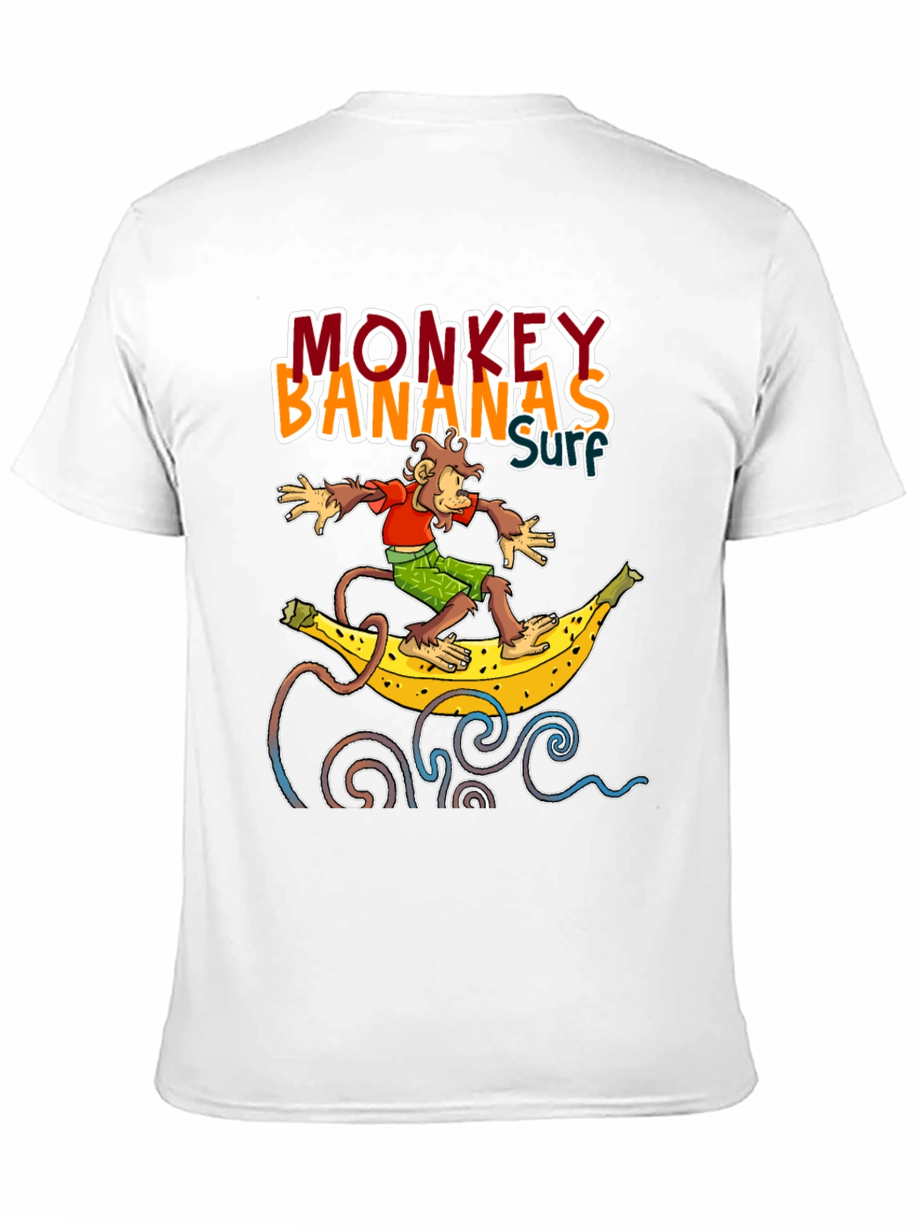 Monkey Banana Surf T-Shirt - Novelty Graphic Tee