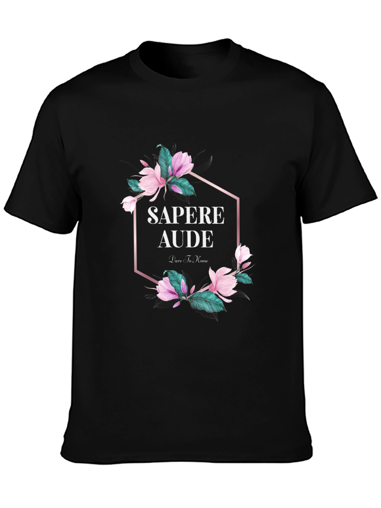 Sapere Aude Floral Graphic Black T-Shirt