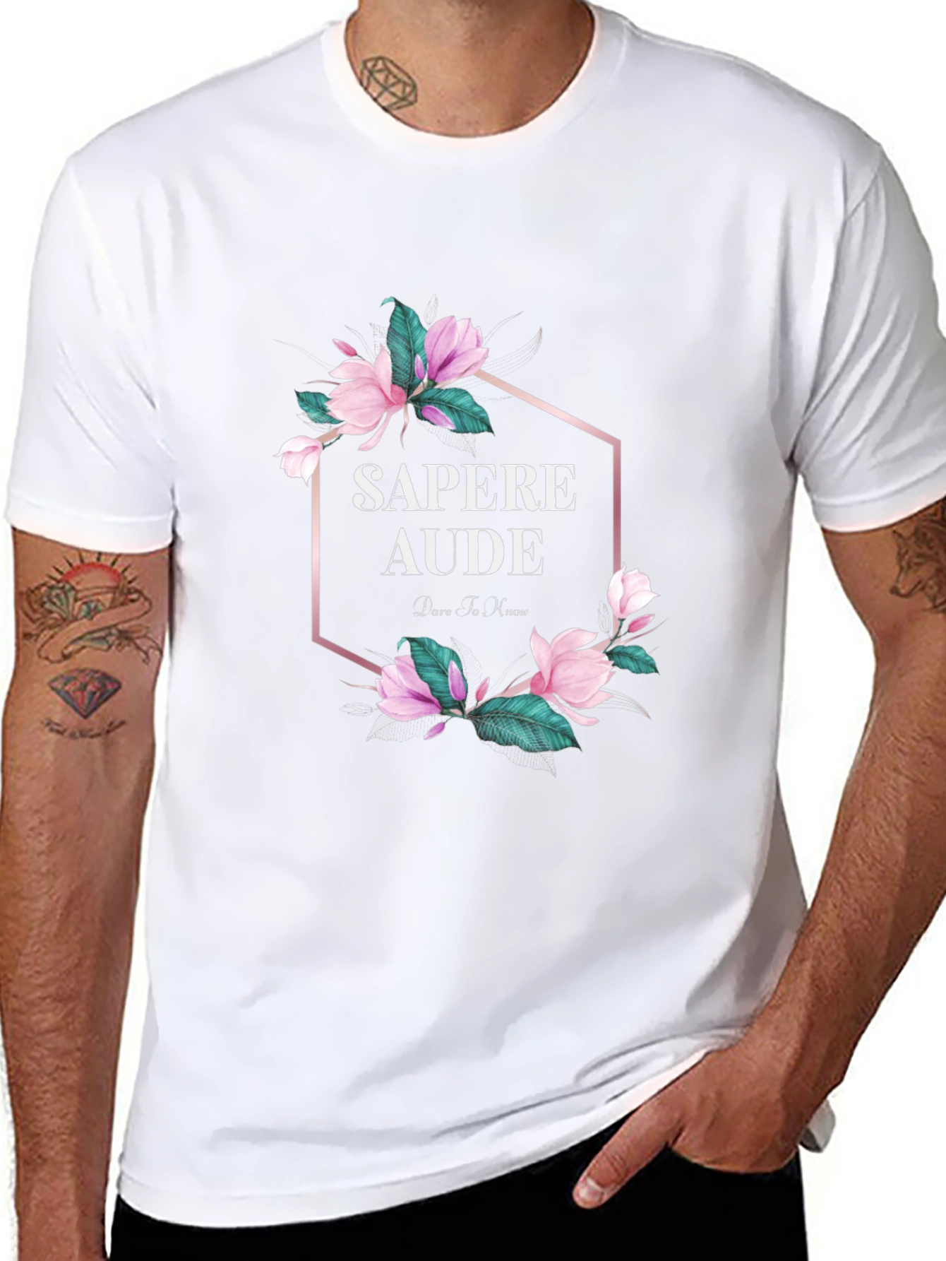 Sapere Aude Floral Graphic Black T-Shirt
