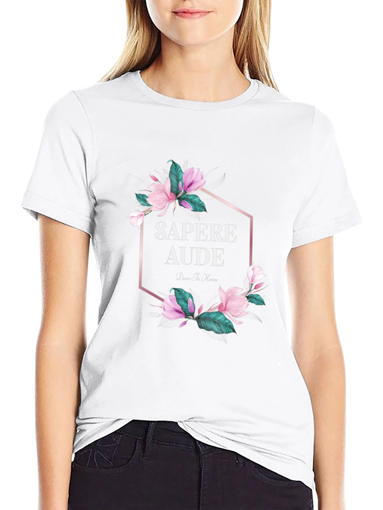 Sapere Aude Floral Graphic Black T-Shirt