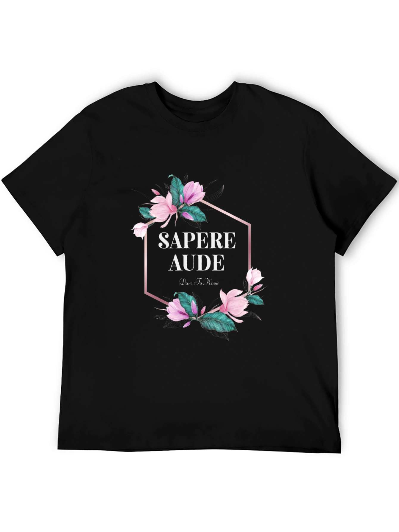 Sapere Aude Floral Graphic Black T-Shirt