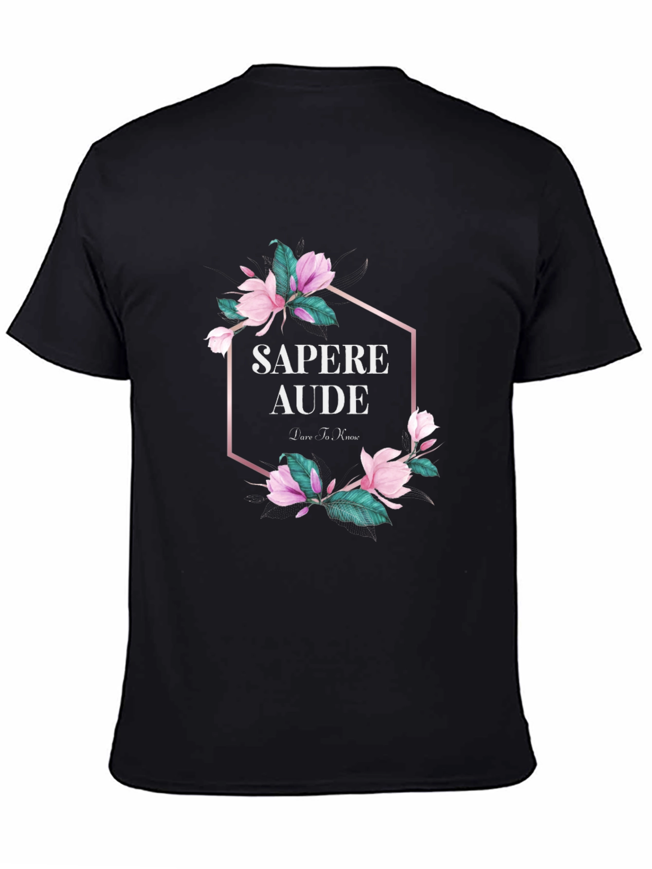 Sapere Aude Floral Graphic Black T-Shirt