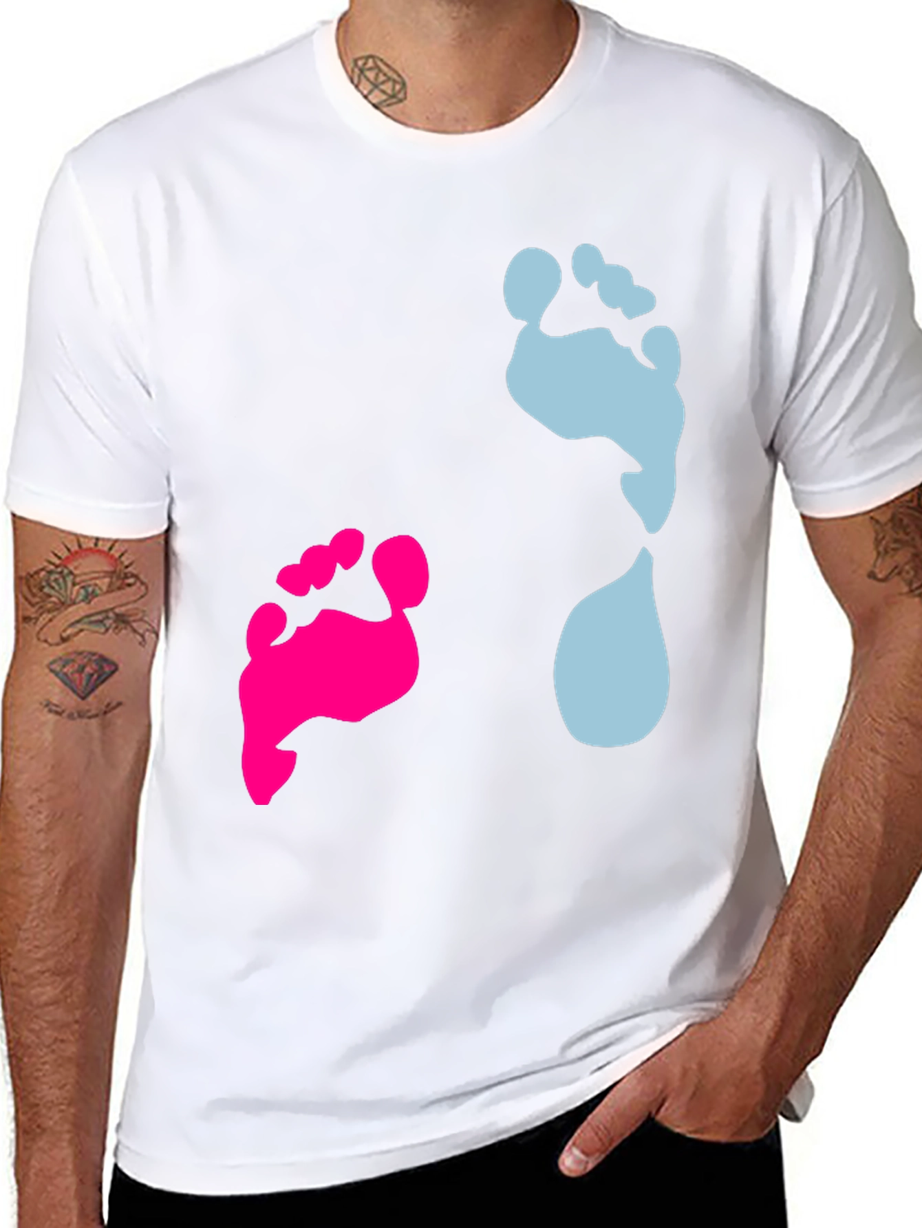 Gender Reveal Footprint T-Shirt: Boy or Girl?