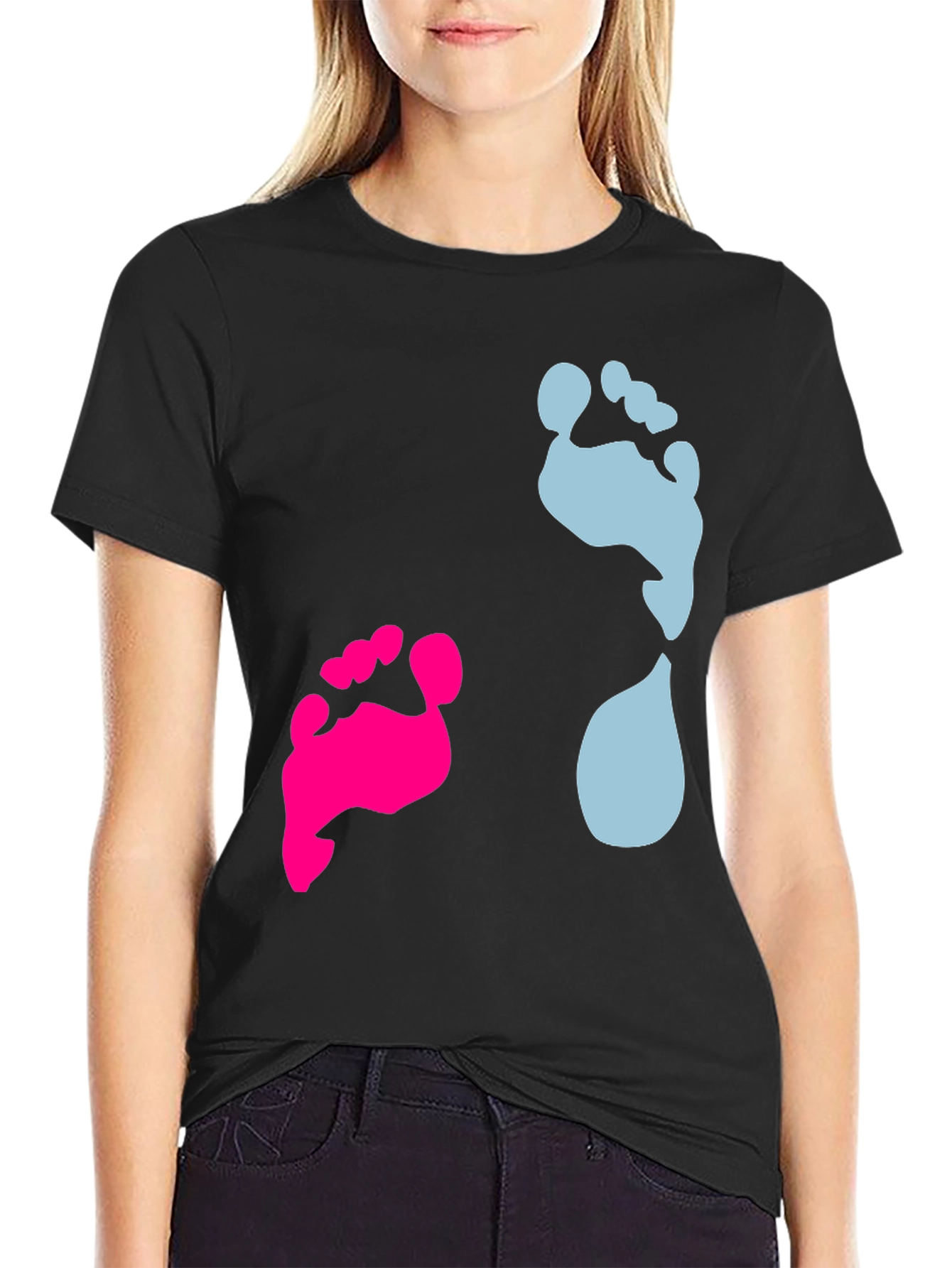 Gender Reveal Footprint T-Shirt: Boy or Girl?