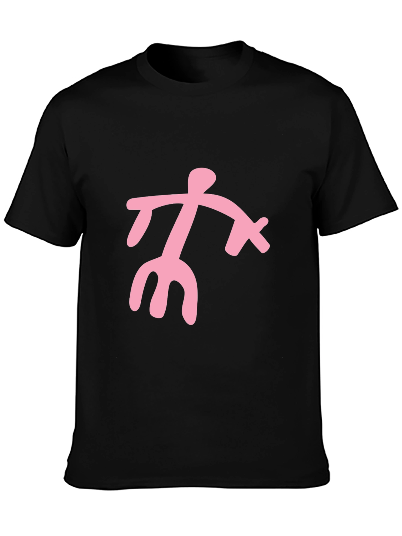 Black T-Shirt with Pink Abstract Figure Graphic