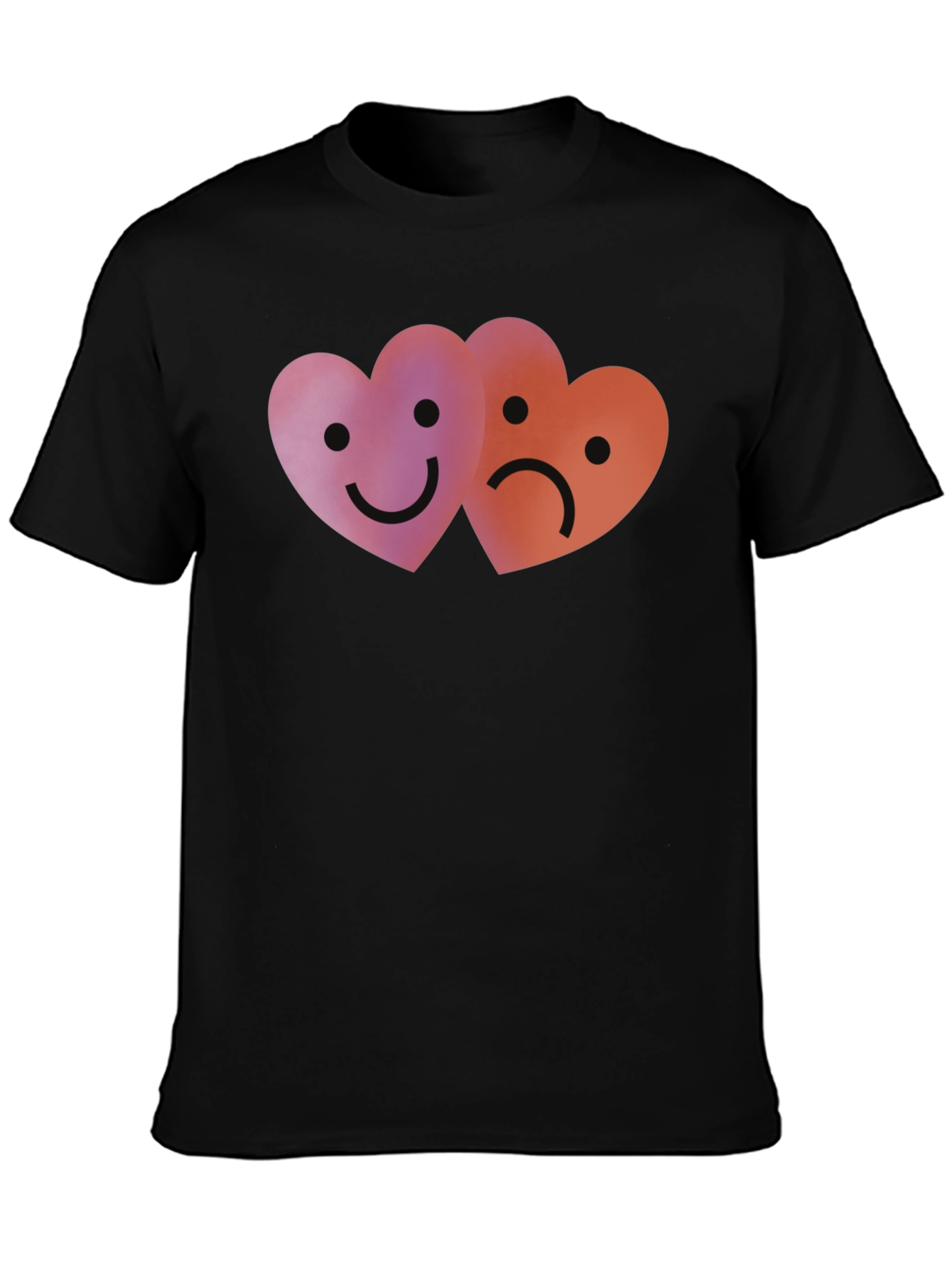 Emotional Hearts Graphic Black T-Shirt