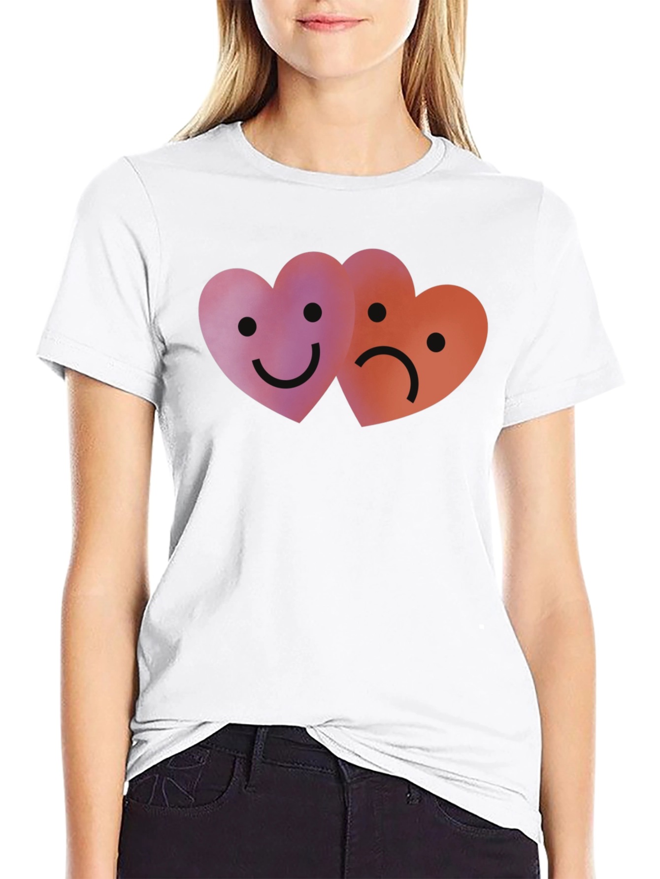 Emotional Hearts Graphic Black T-Shirt