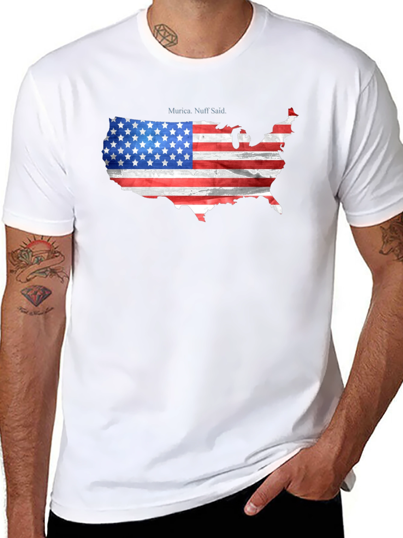 USA Flag Map Graphic Tee Patriotic Americana T-Shirt