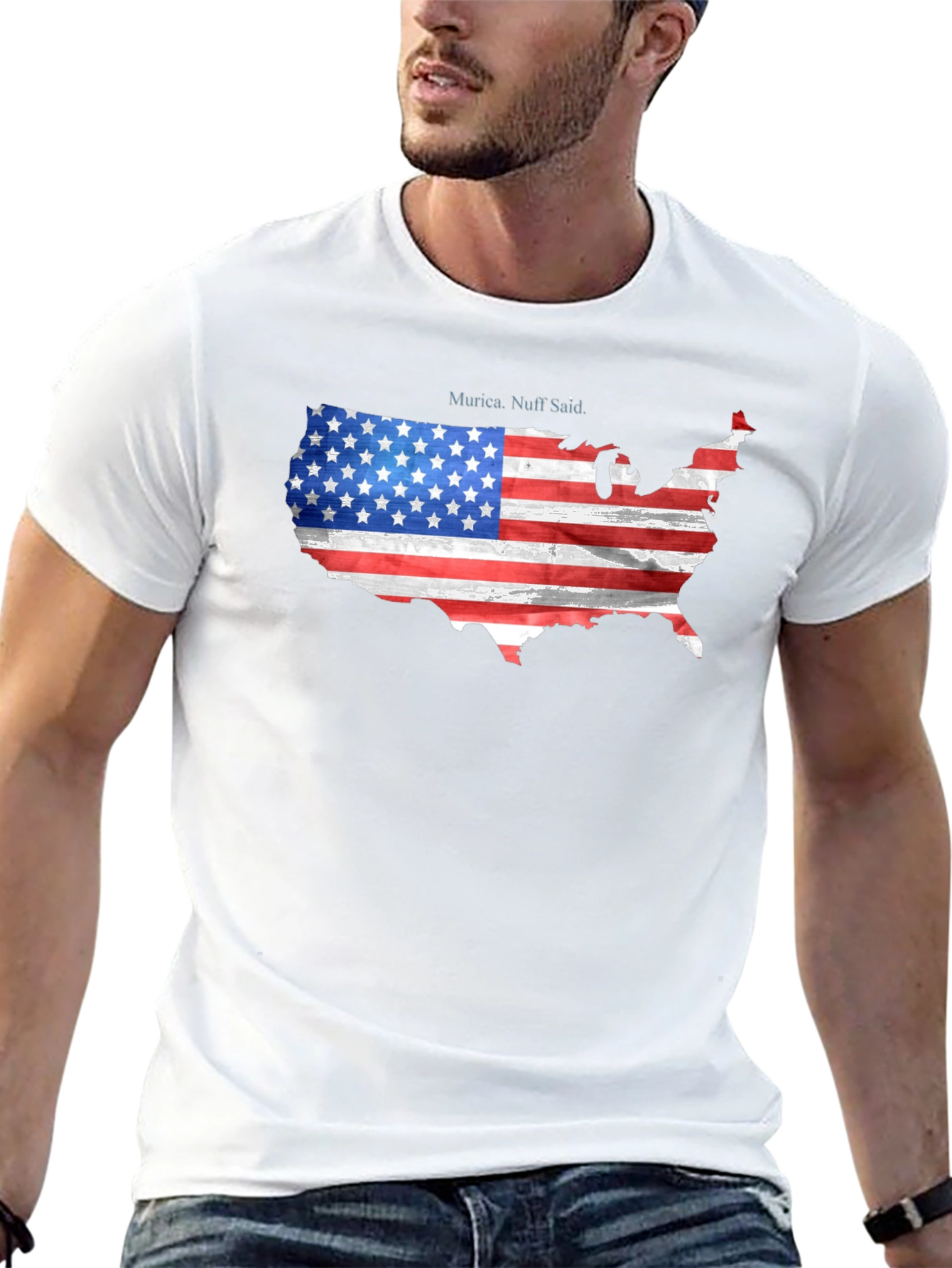 USA Flag Map Graphic Tee Patriotic Americana T-Shirt