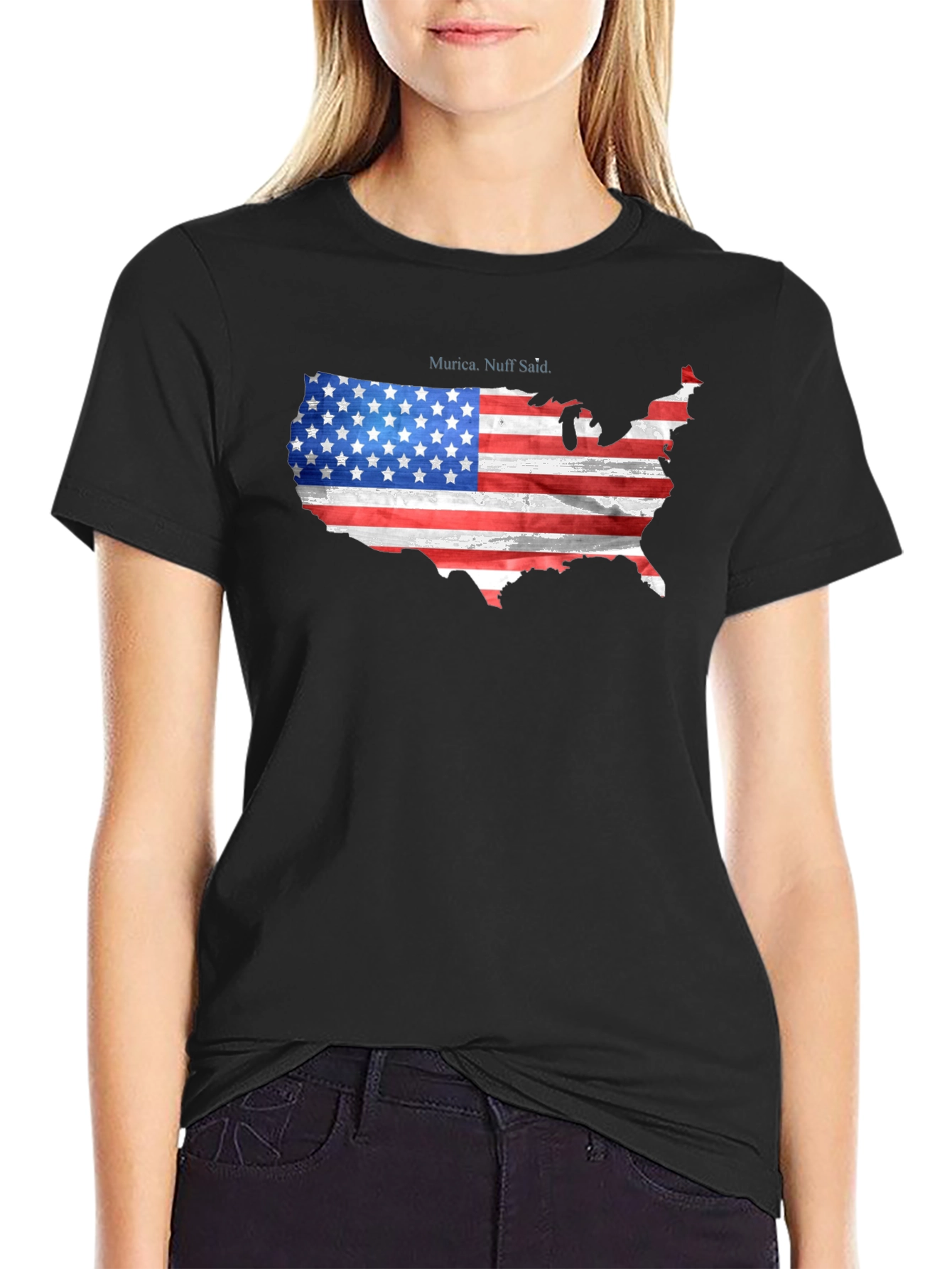 USA Flag Map Graphic Tee Patriotic Americana T-Shirt
