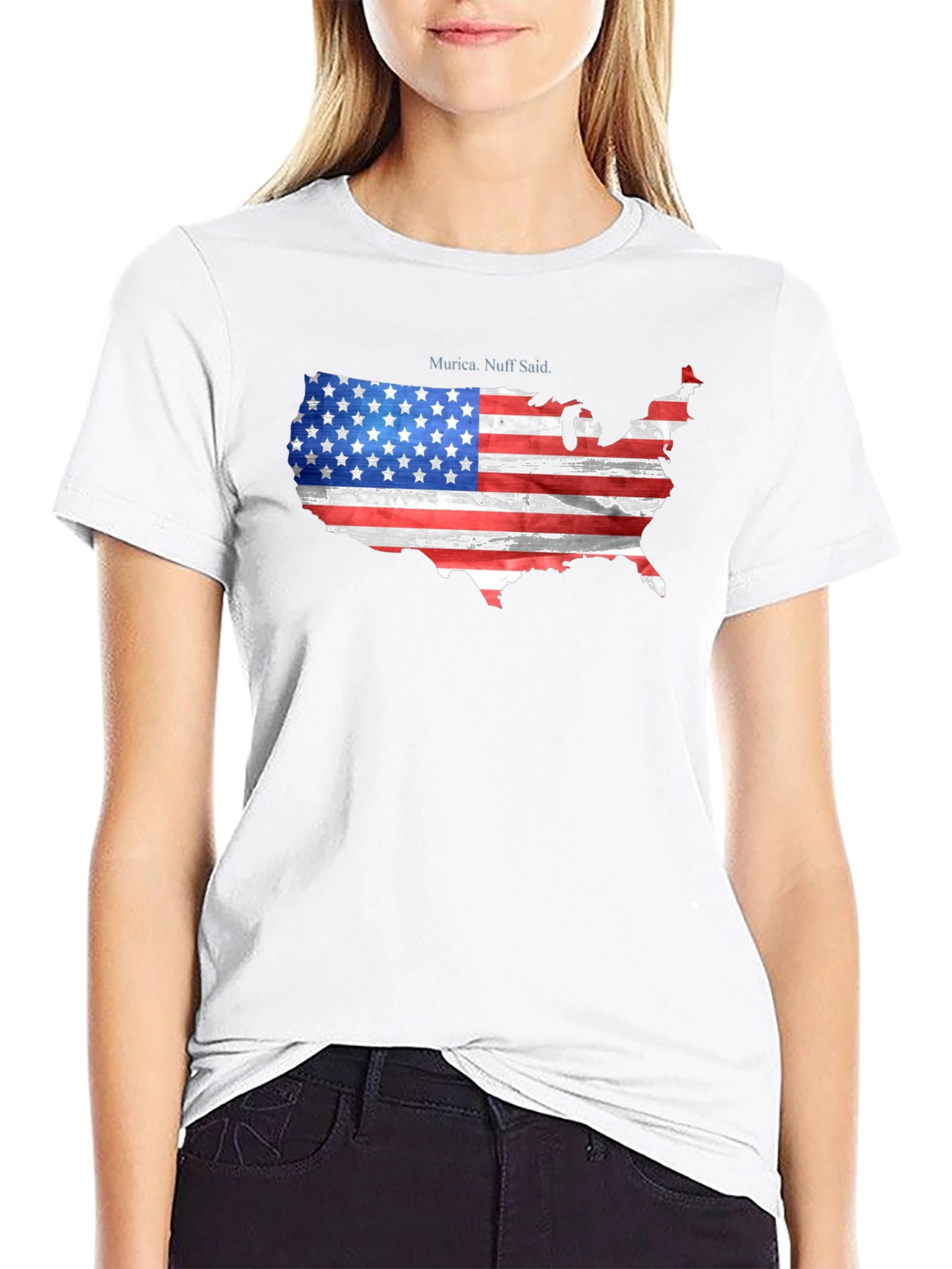 USA Flag Map Graphic Tee Patriotic Americana T-Shirt