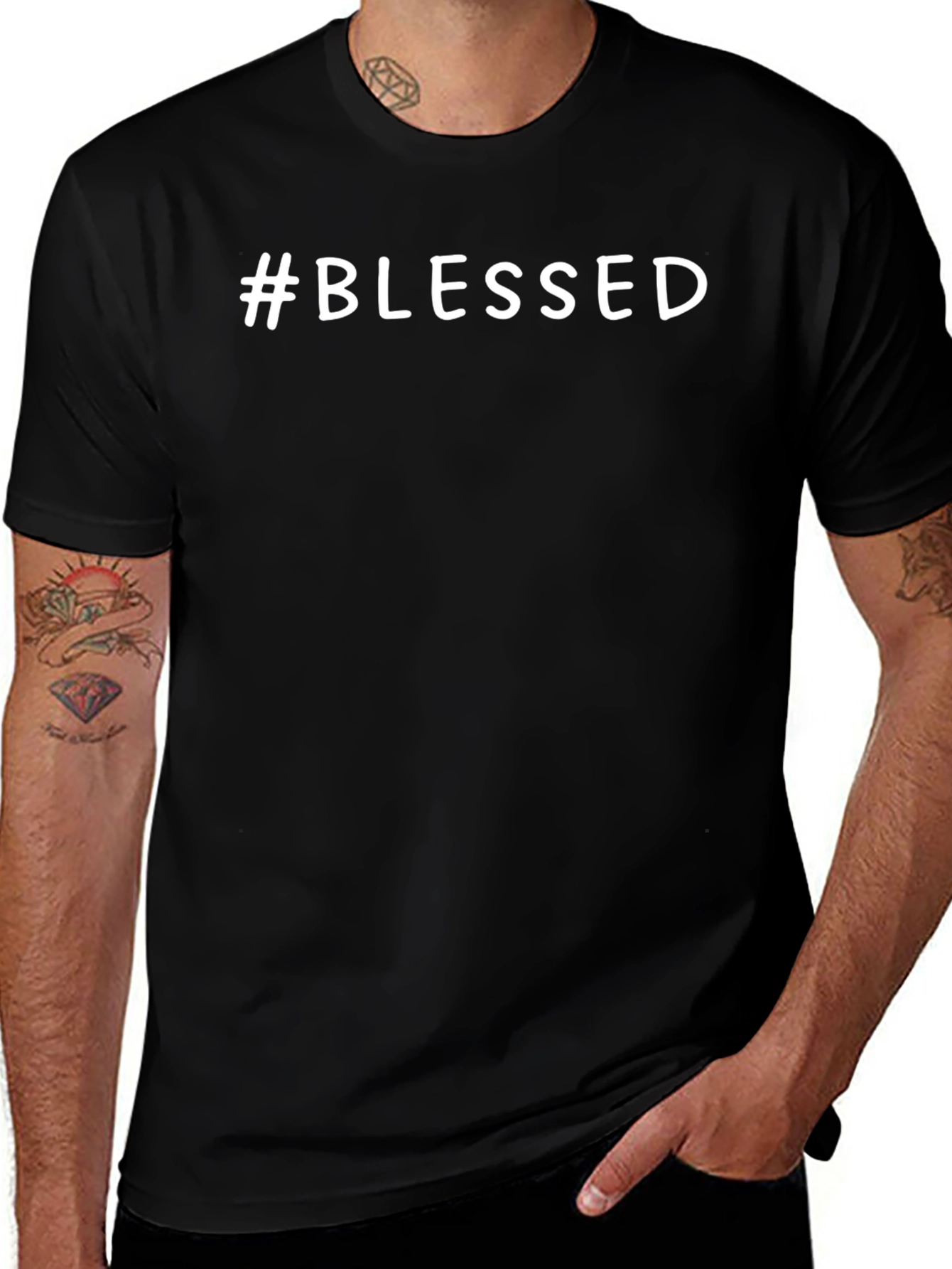 #Blessed Black T-Shirt - Trendy Graphic Tee