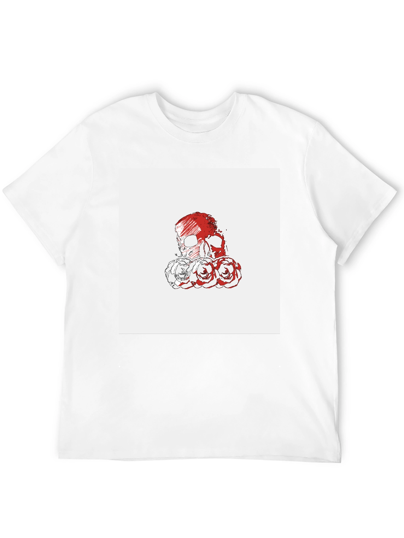 Skull & Roses Graphic Tee - Black Cotton T-Shirt