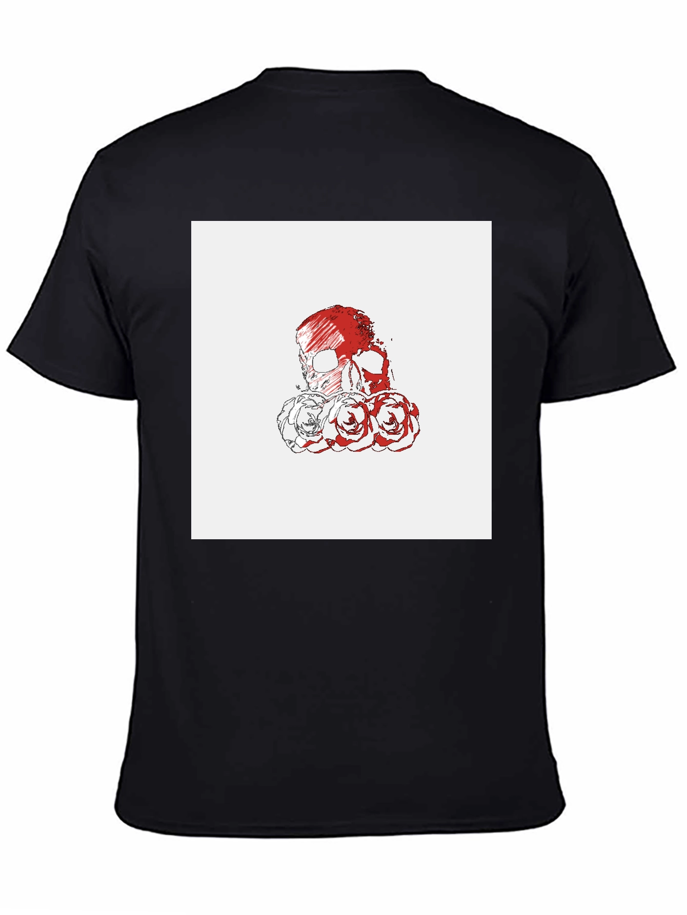 Skull & Roses Graphic Tee - Black Cotton T-Shirt