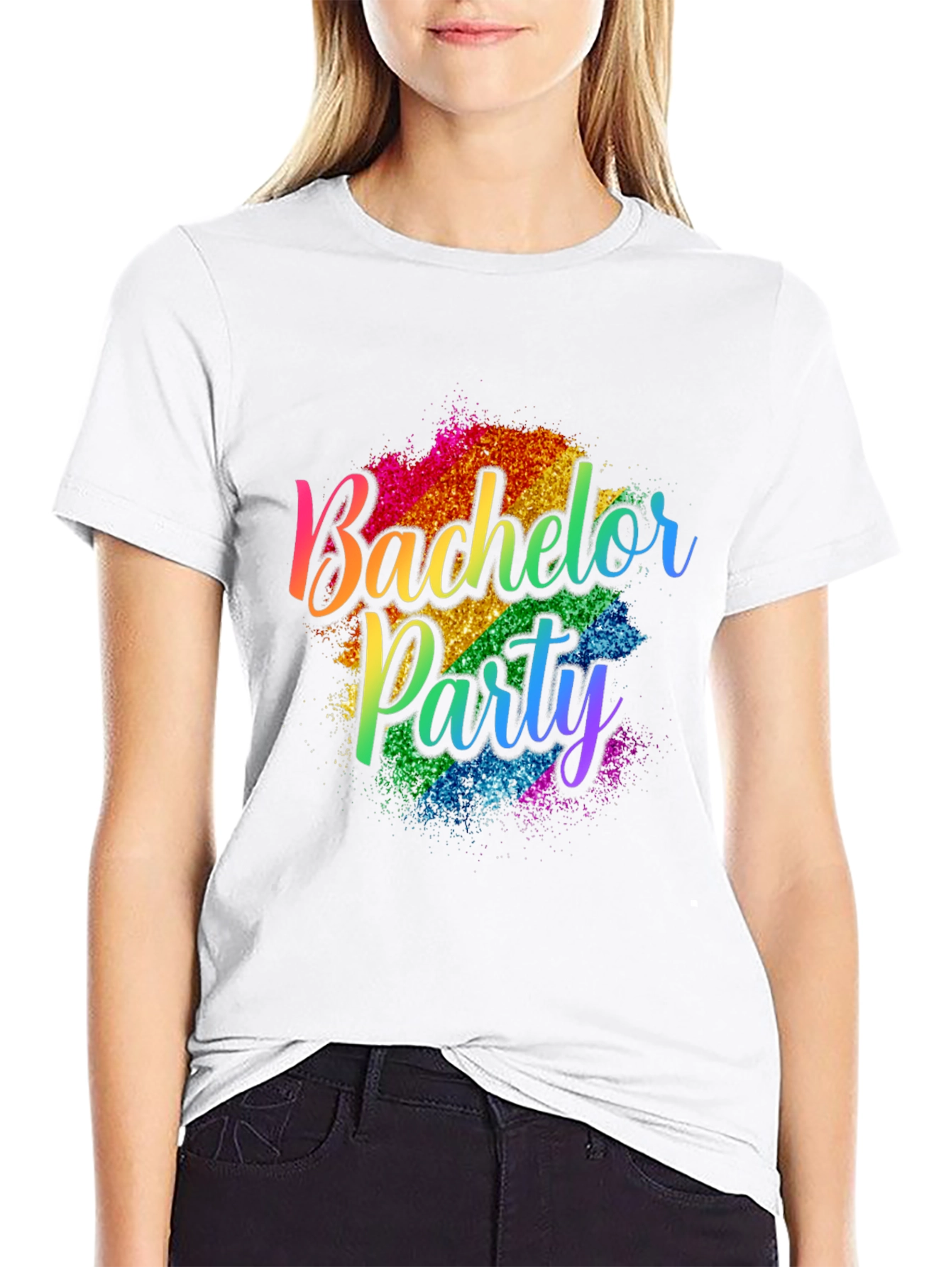 Bachelor Party Rainbow Glitter T-Shirt
