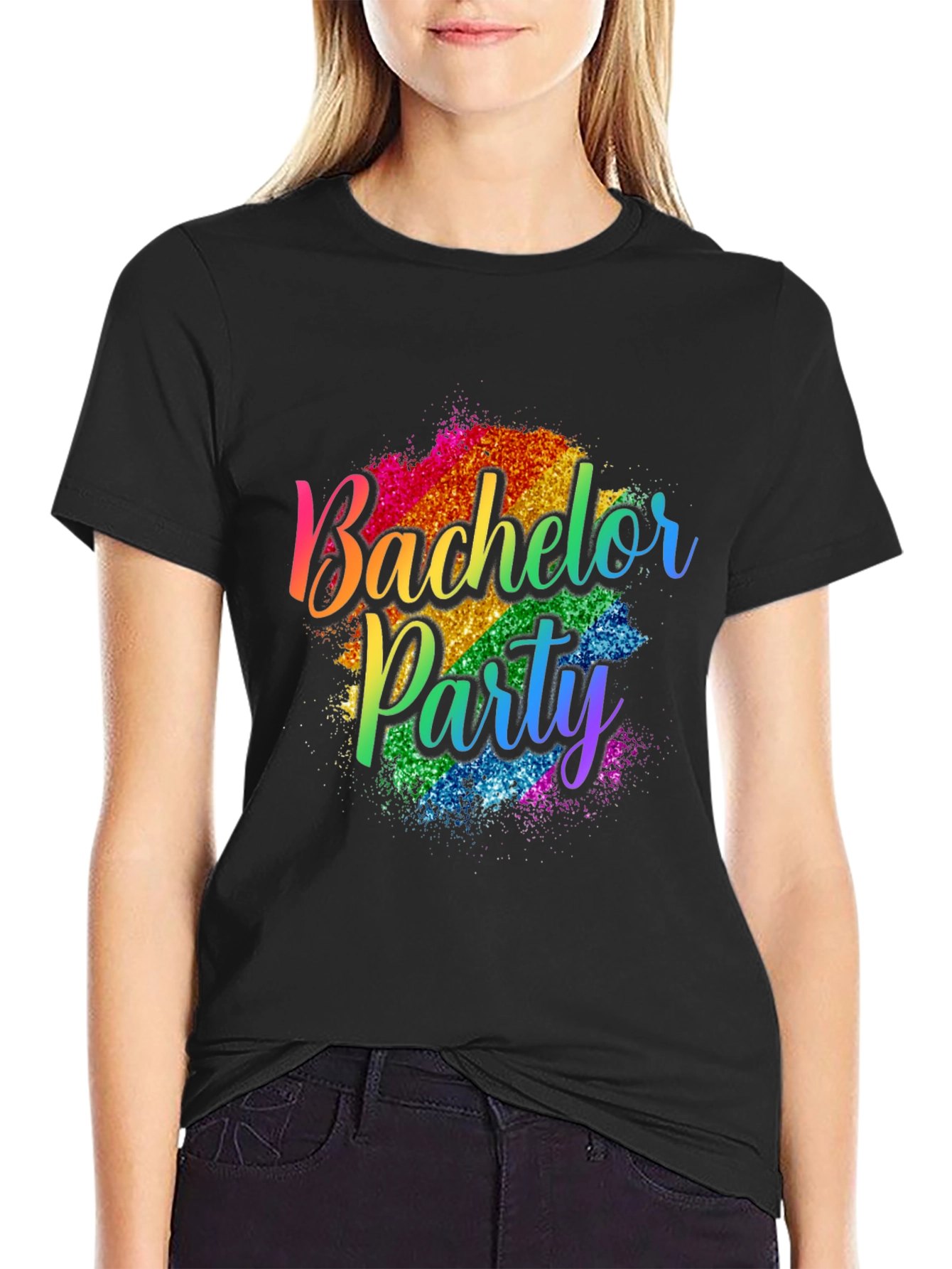 Bachelor Party Rainbow Glitter T-Shirt