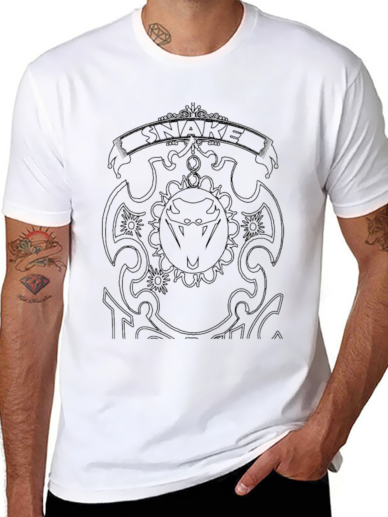 Snake Emblem T-Shirt - Black Cotton Tee