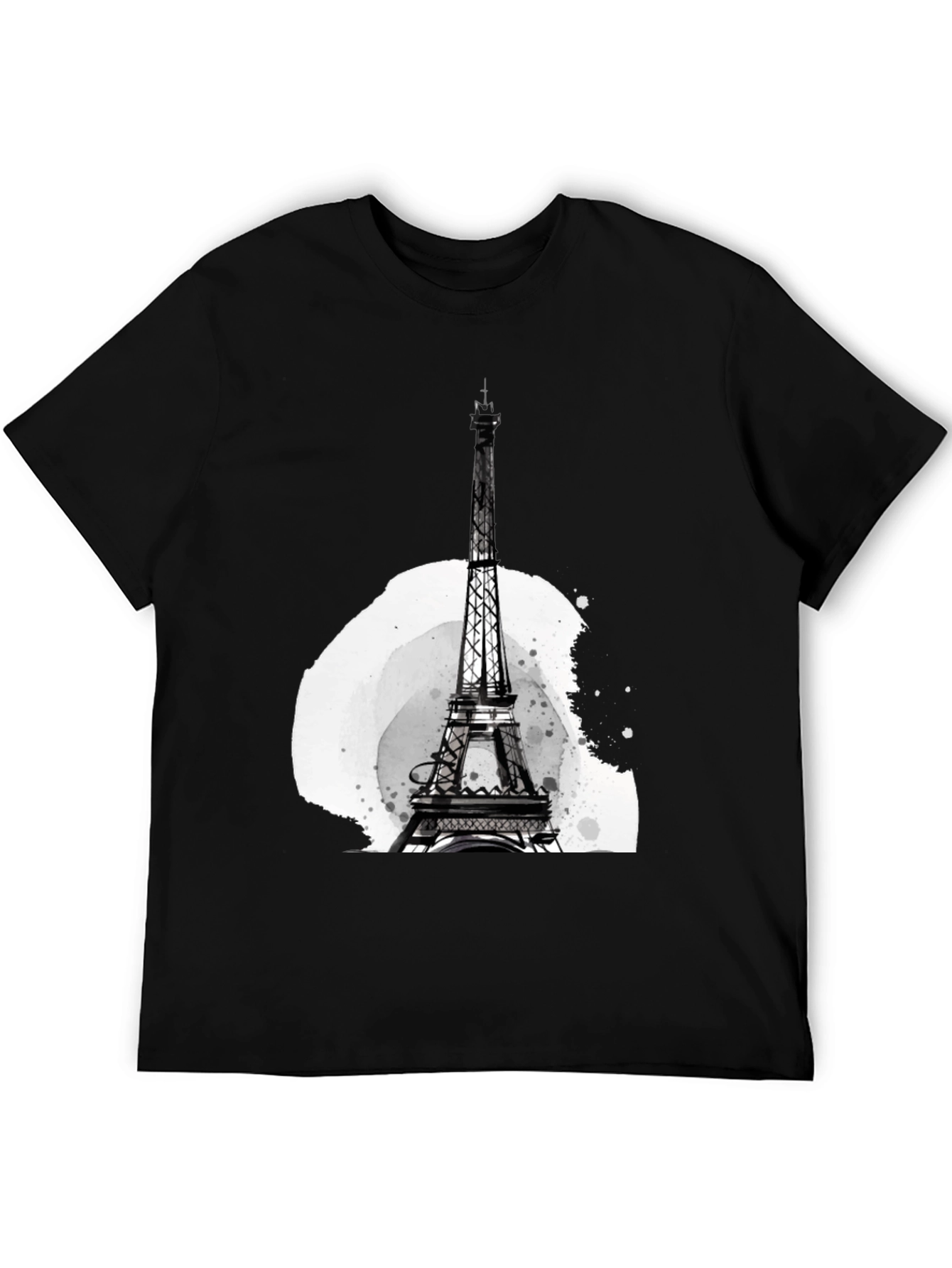 Eiffel Tower Graphic Tee - Stylish Mens Black T-Shirt