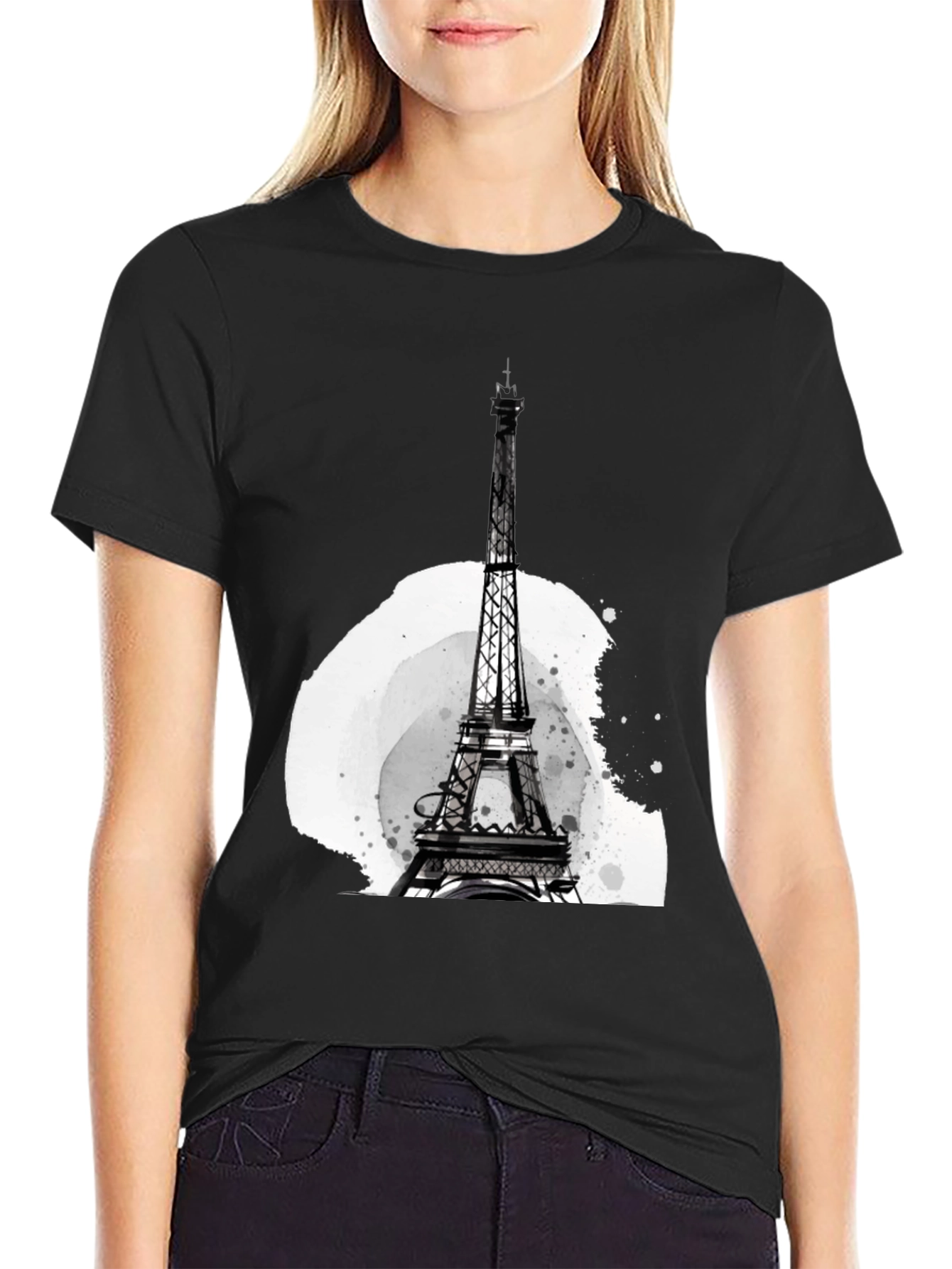 Eiffel Tower Graphic Tee - Stylish Mens Black T-Shirt