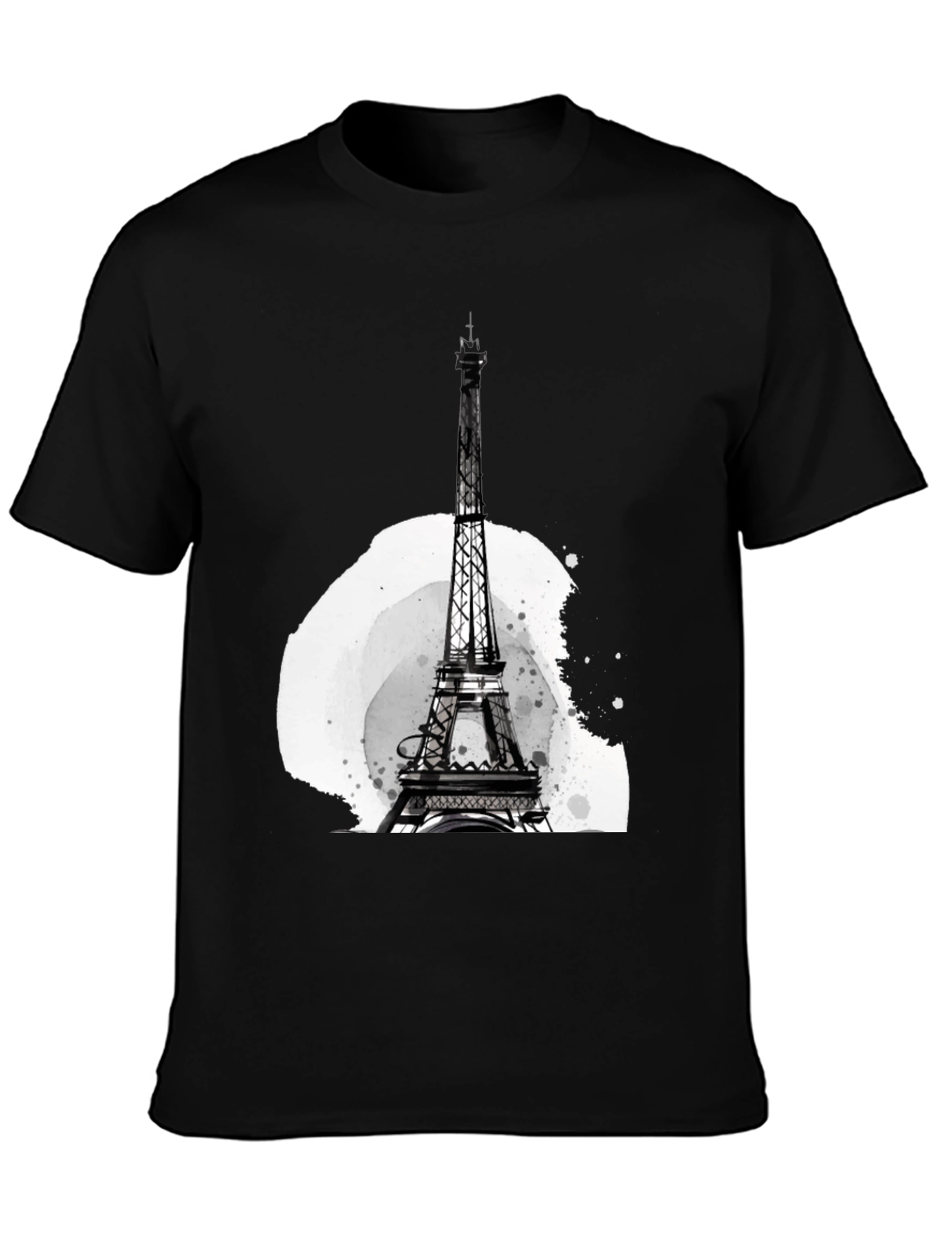 Eiffel Tower Graphic Tee - Stylish Mens Black T-Shirt