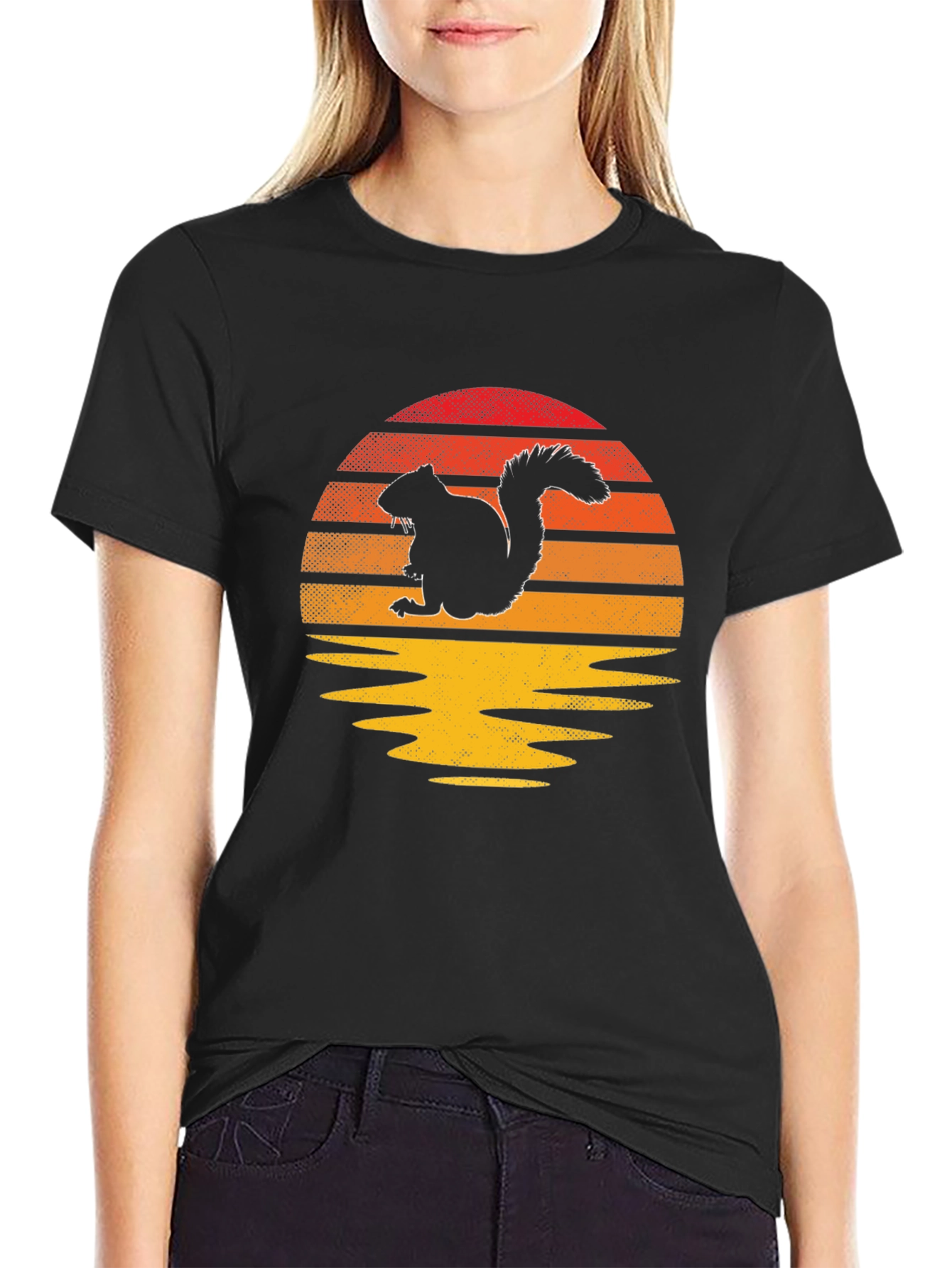Squirrel Sunset Graphic Tee - Nature Lover Shirt