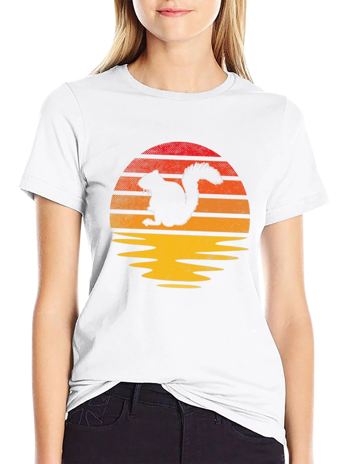 Squirrel Sunset Graphic Tee - Nature Lover Shirt