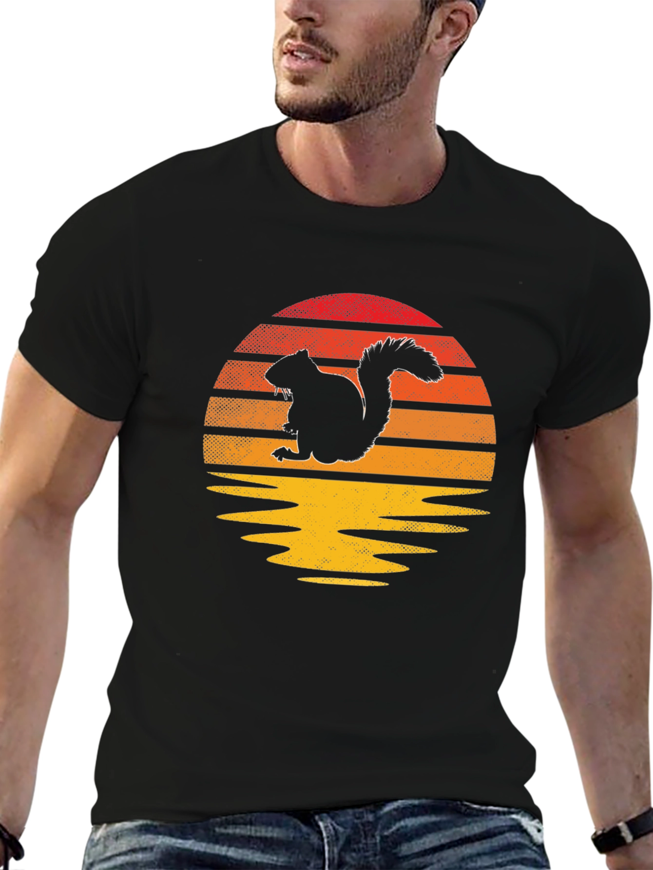 Squirrel Sunset Graphic Tee - Nature Lover Shirt