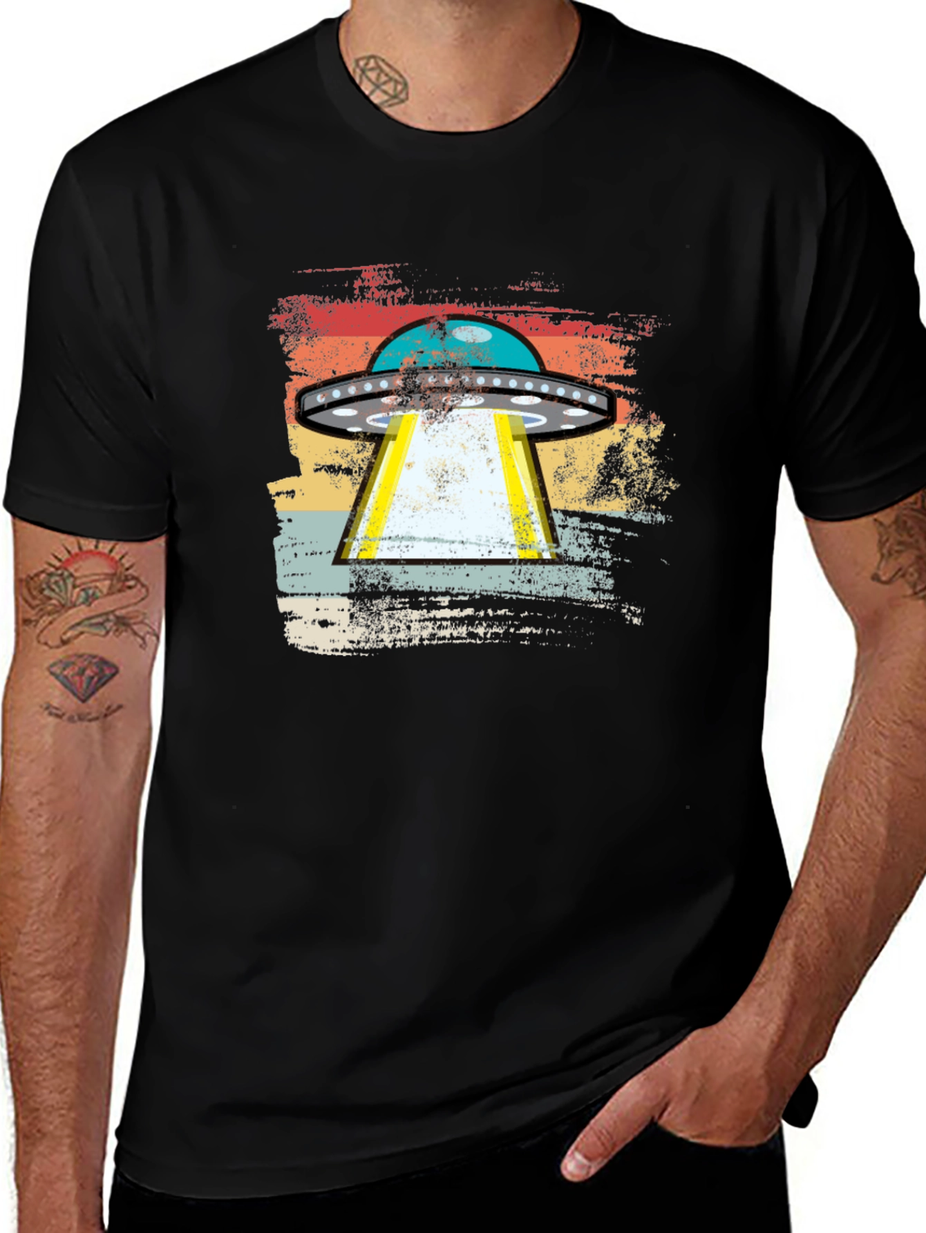 Retro UFO Abduction T-Shirt - Alien Invasion Graphic Tee