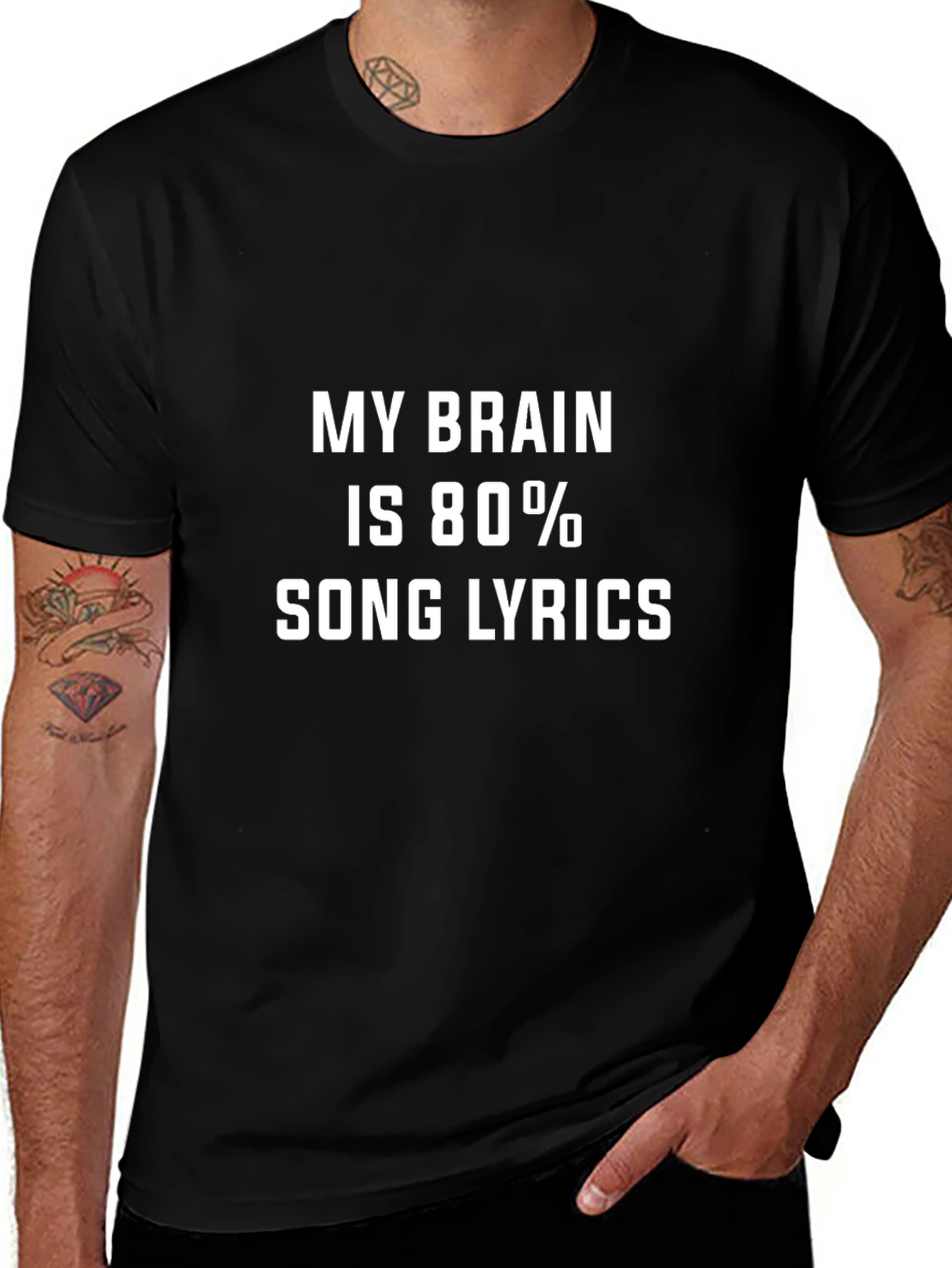 My Brain Is 80% Song Lyrics Black Tee