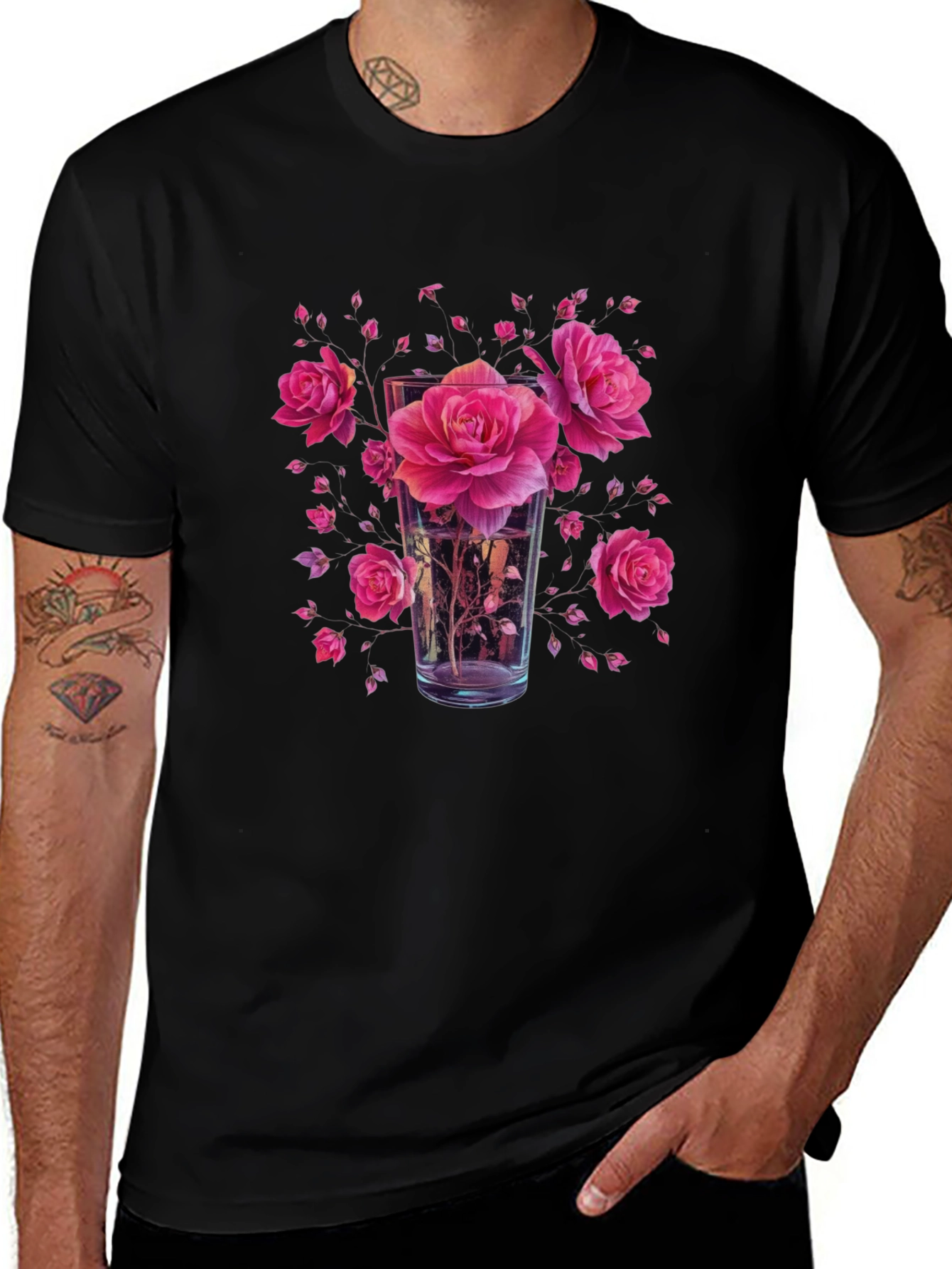 Floral Glass Graphic Tee - Trendy Menswear