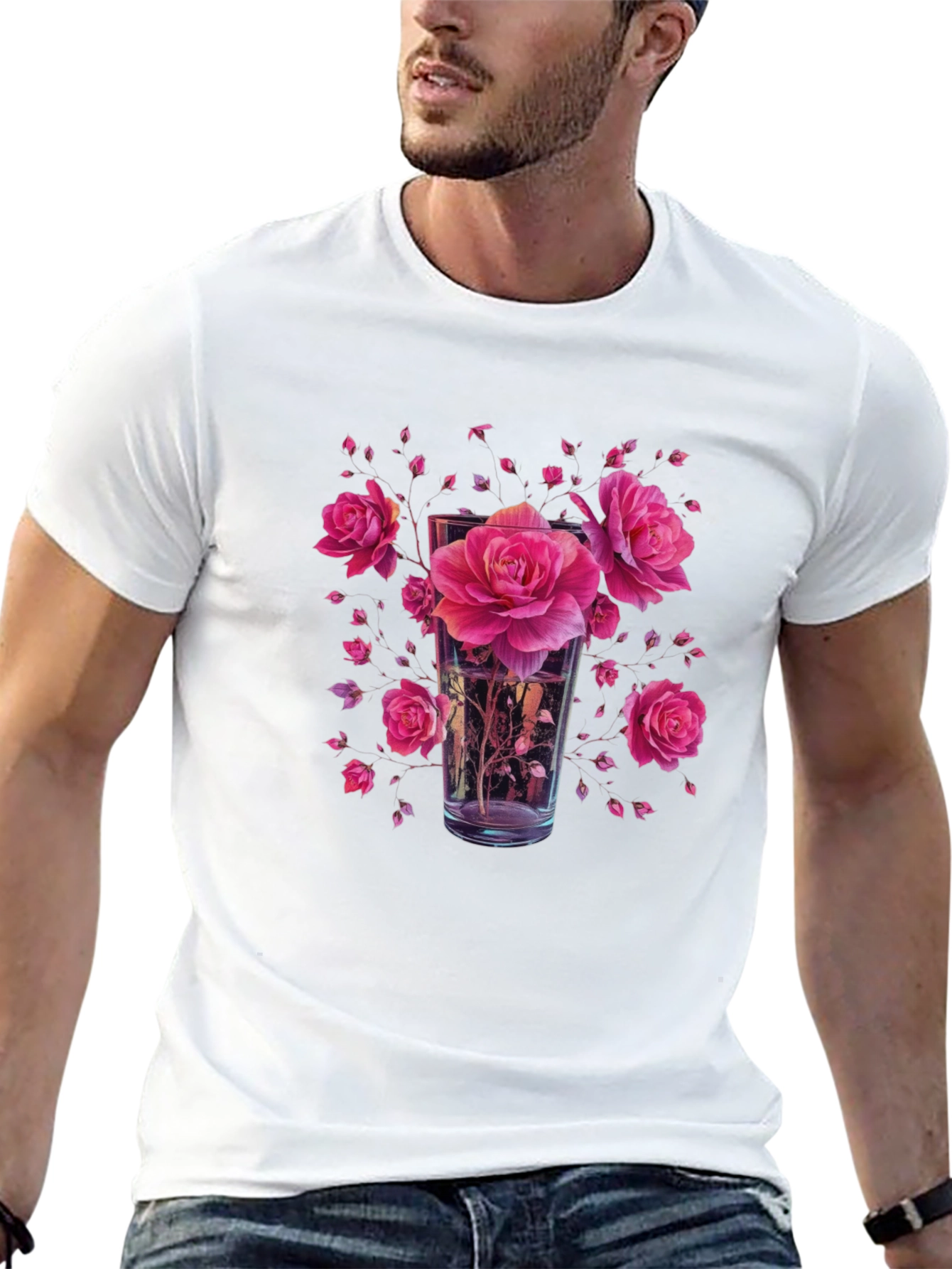 Floral Glass Graphic Tee - Trendy Menswear