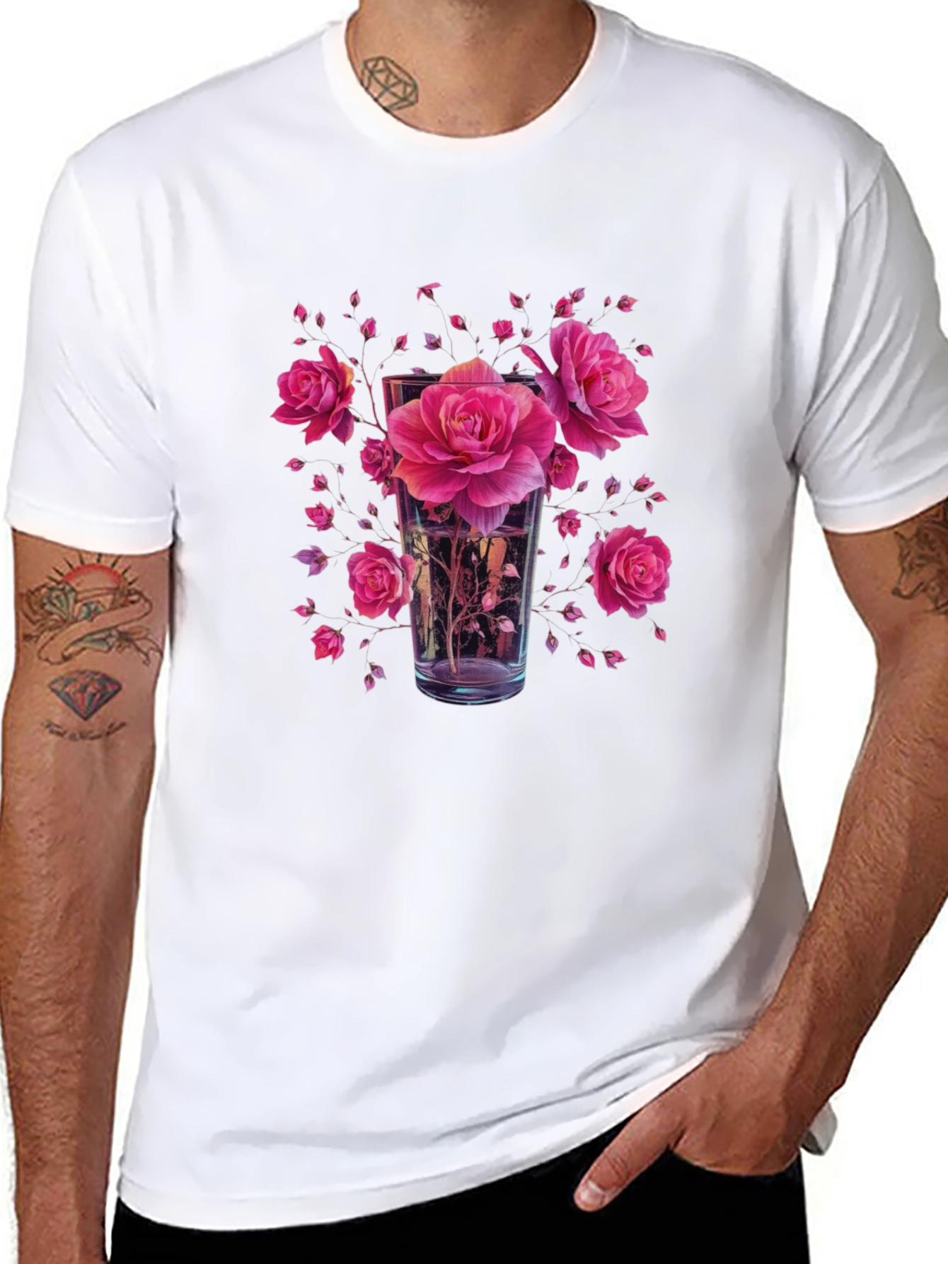 Floral Glass Graphic Tee - Trendy Menswear
