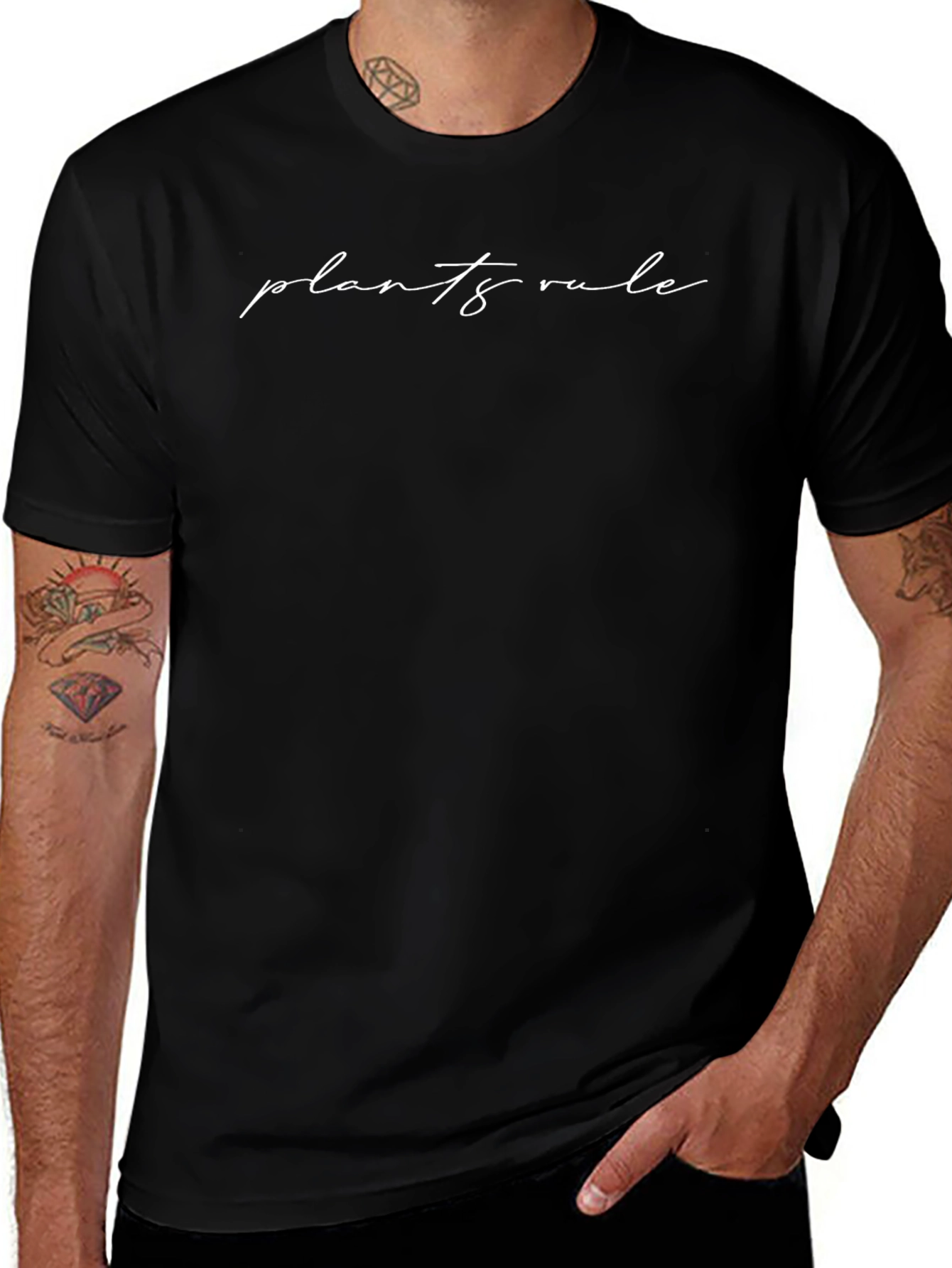 Plants Rule Black Crewneck T-Shirt